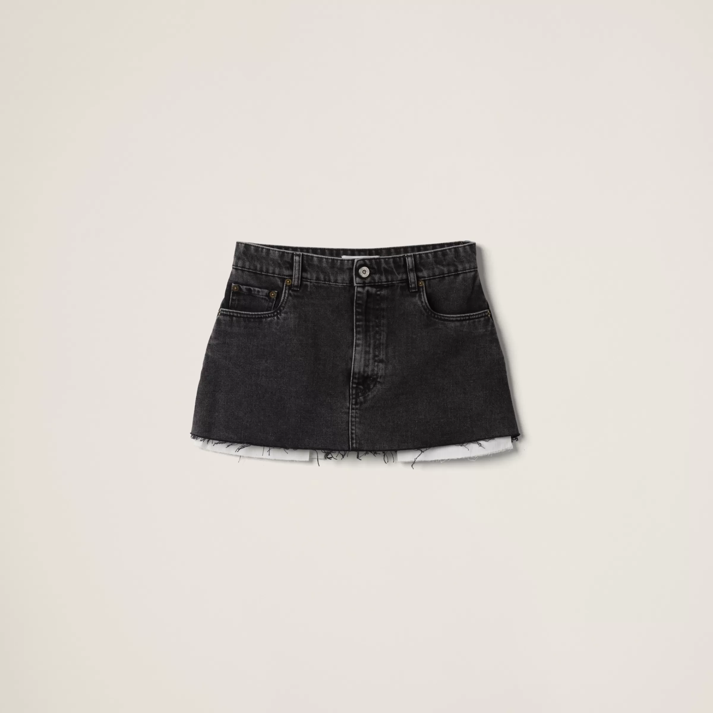 denim miniskirt>Miu Miu Cheap