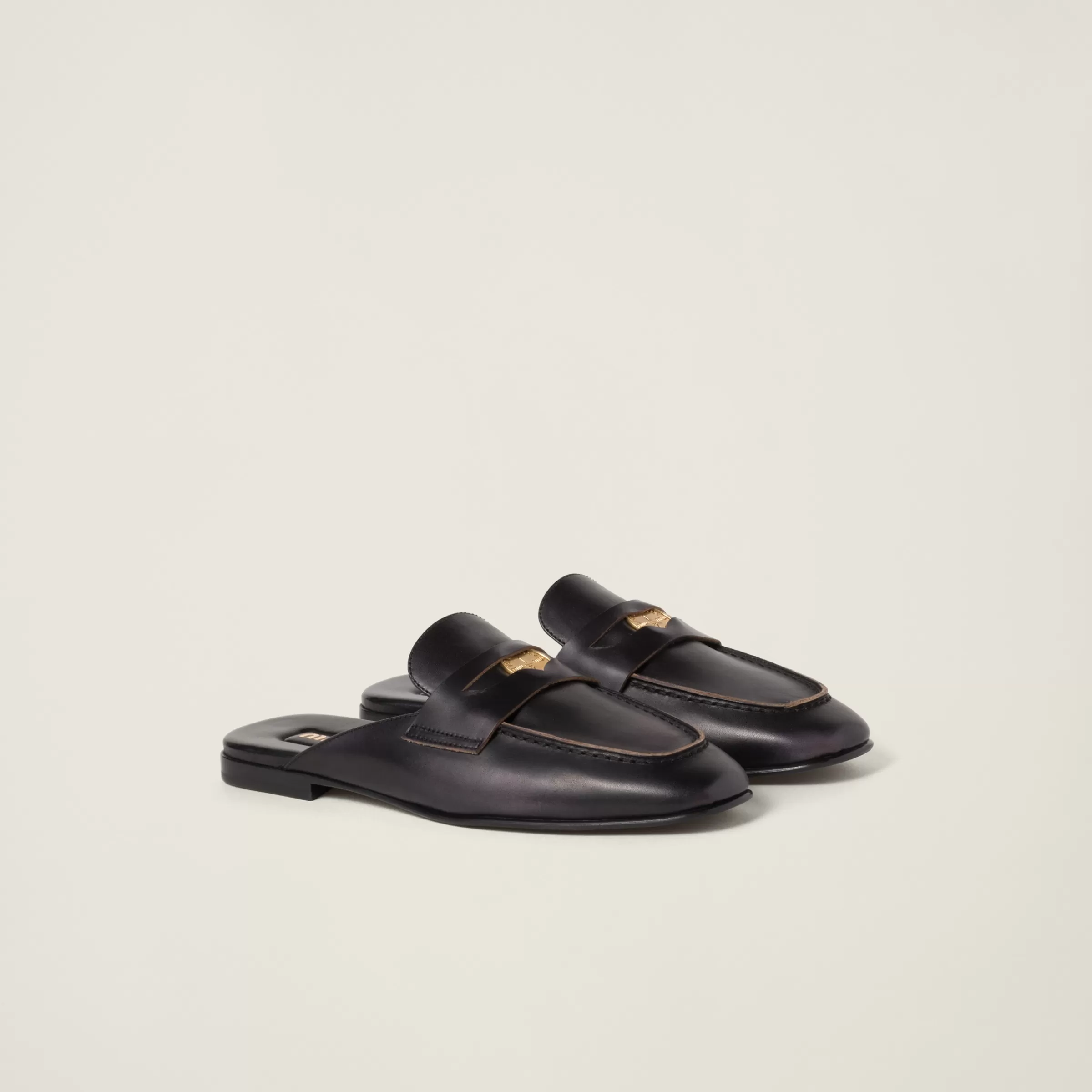 Bleached leather loafers>Miu Miu Best Sale