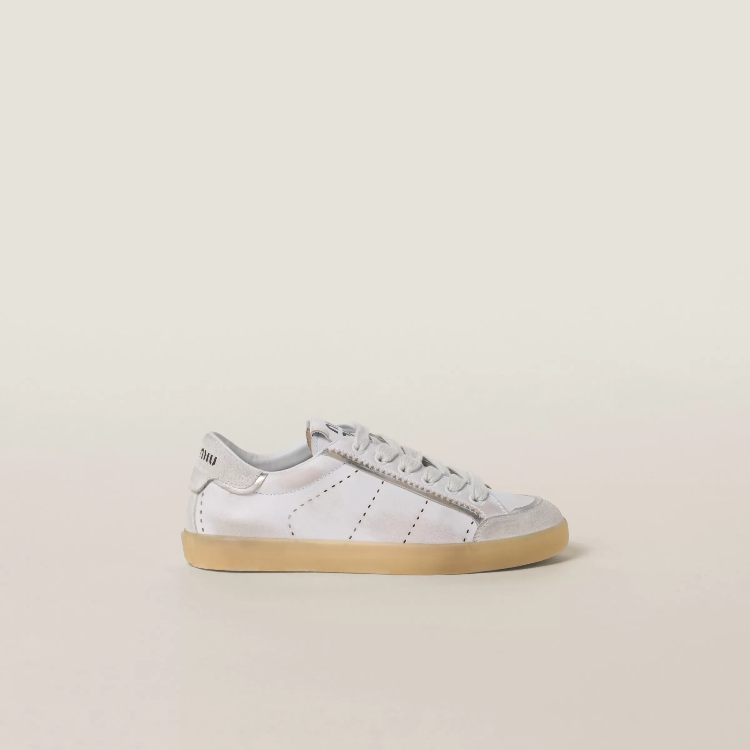 Bleached leather sneakers>Miu Miu Shop