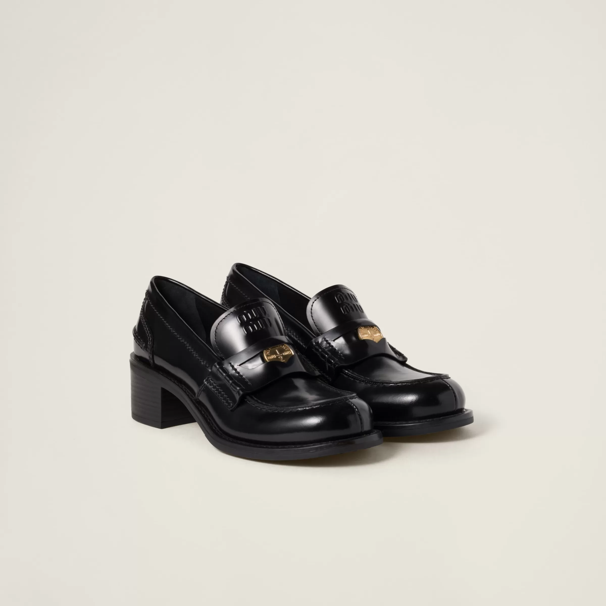 Brushed leather loafers>Miu Miu Online