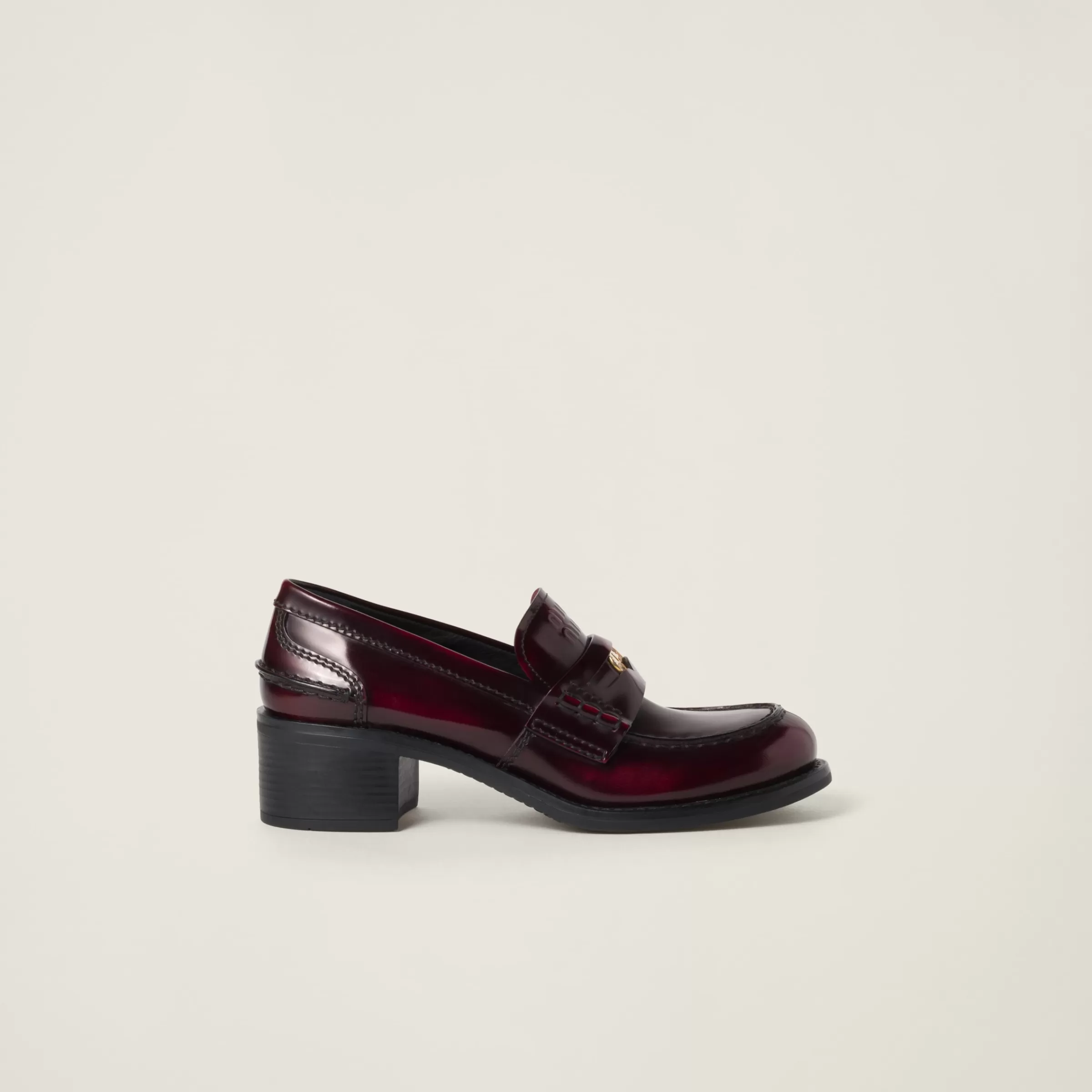 Brushed leather loafers>Miu Miu Hot