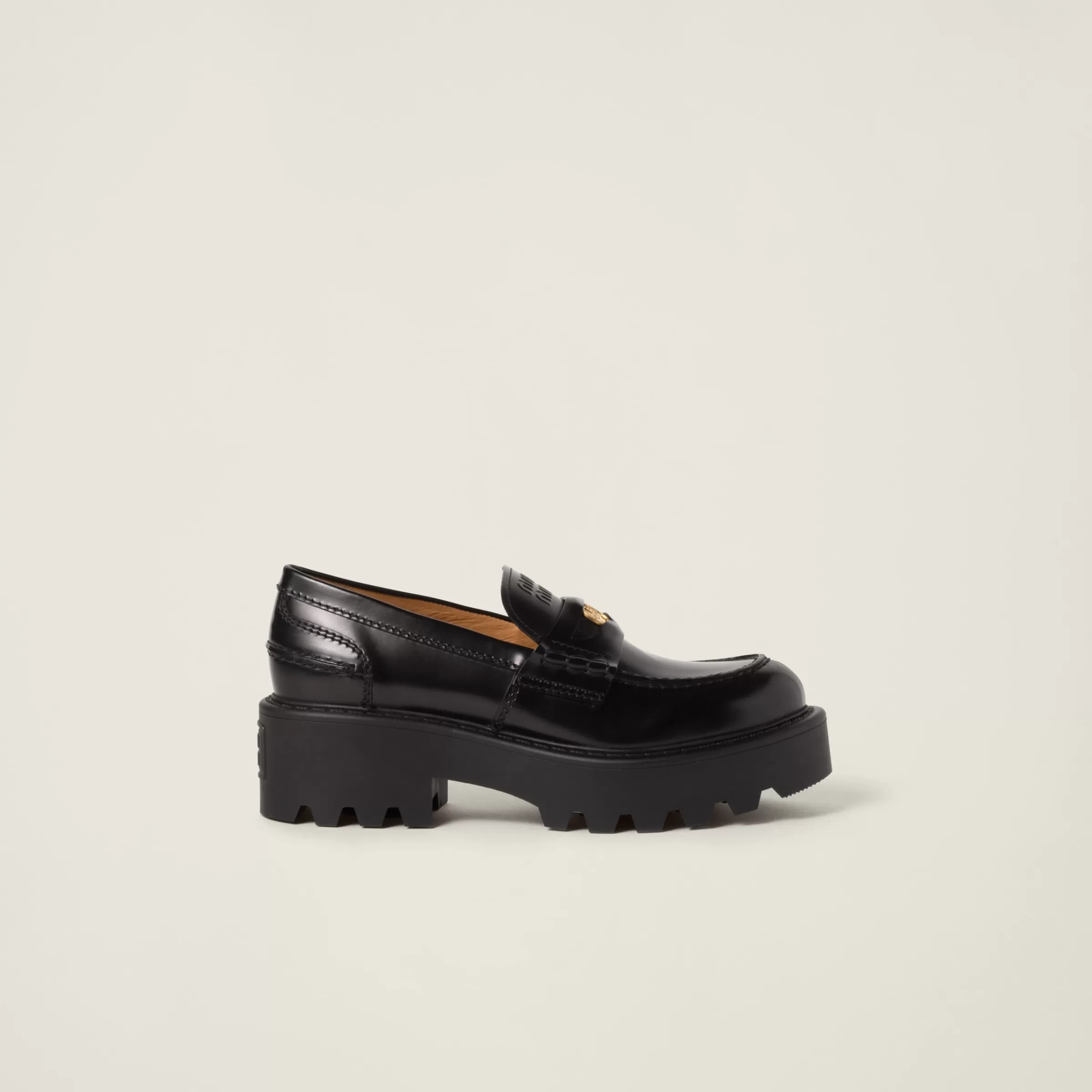 Brushed leather loafers>Miu Miu Best Sale