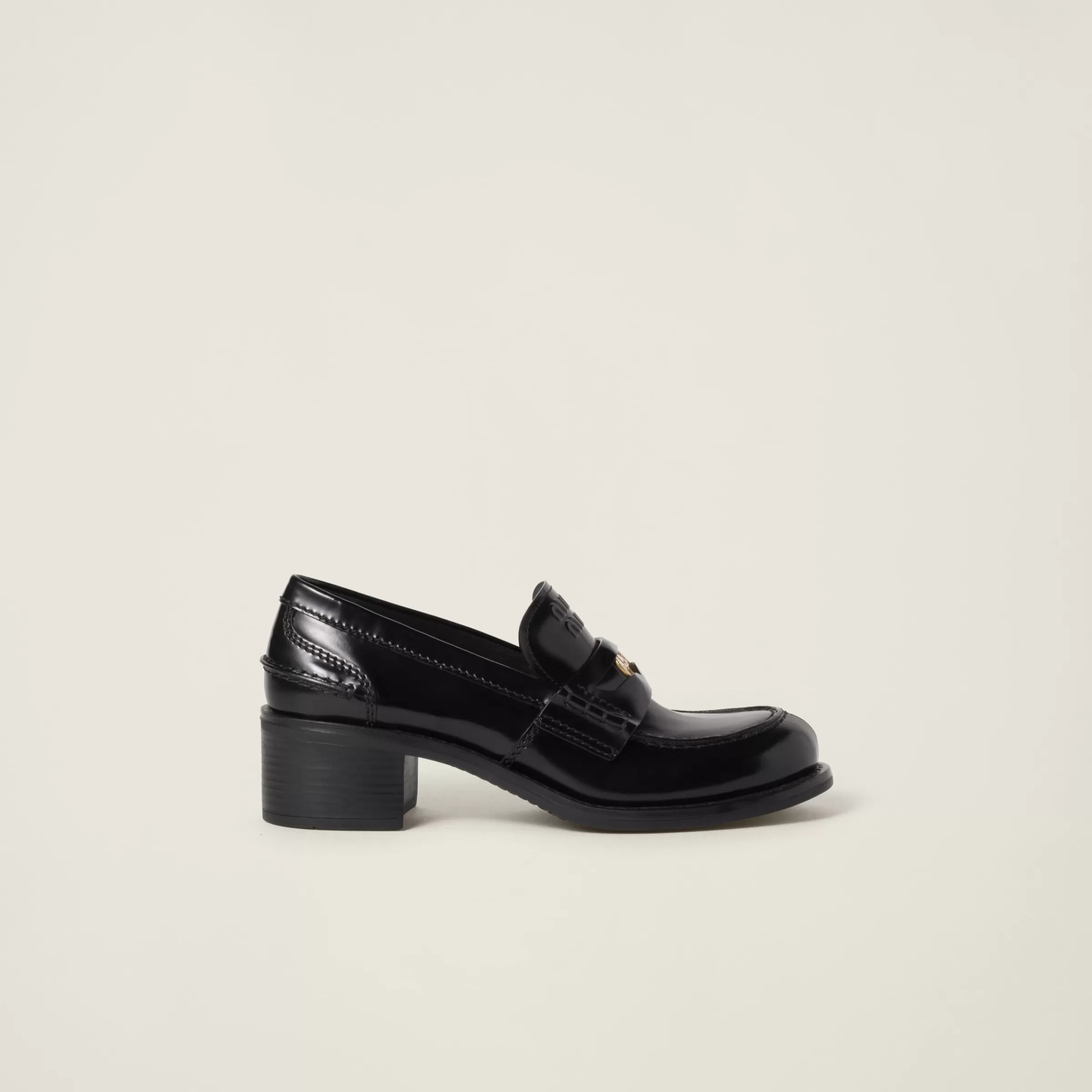 Brushed leather loafers>Miu Miu Online