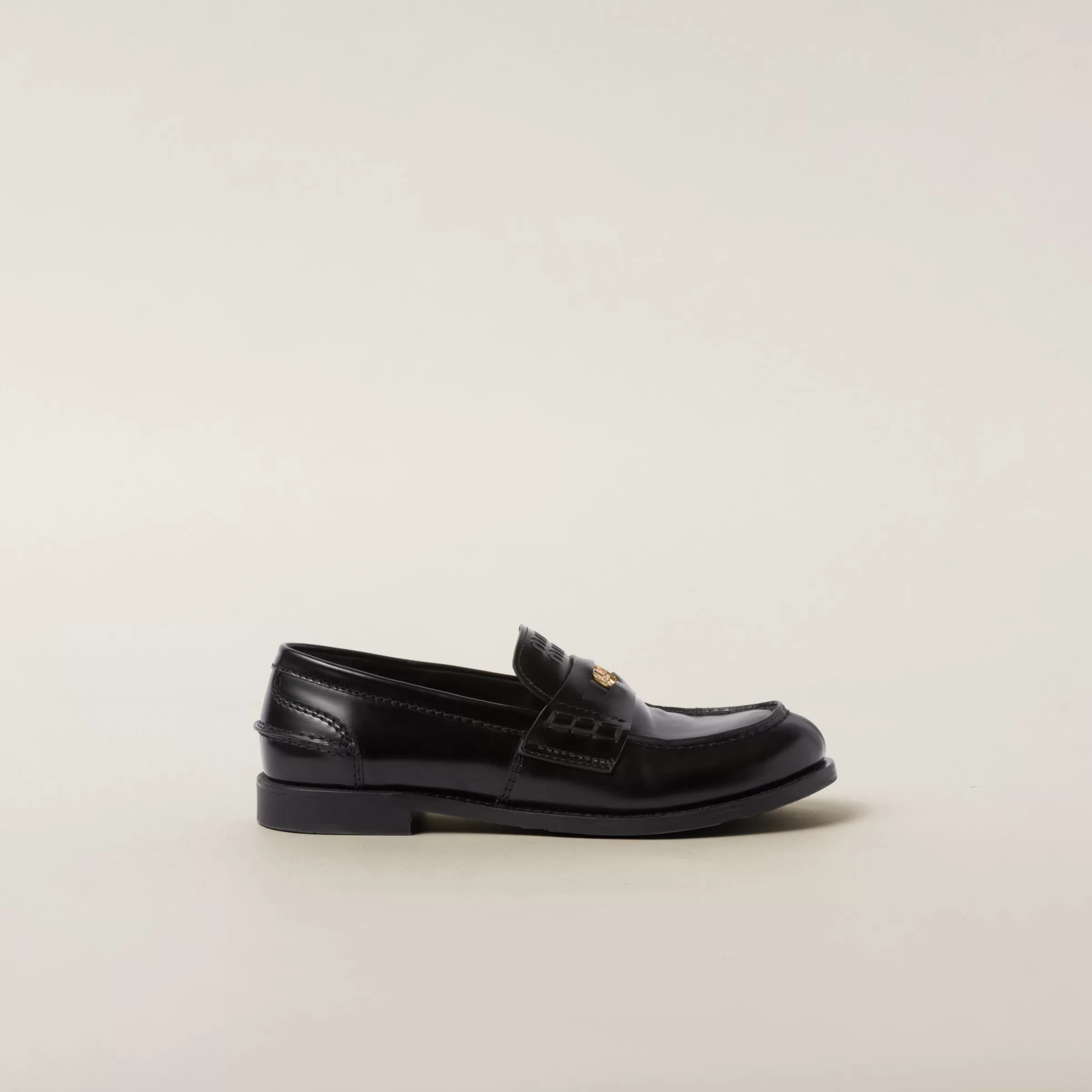 Brushed leather penny loafers>Miu Miu Fashion