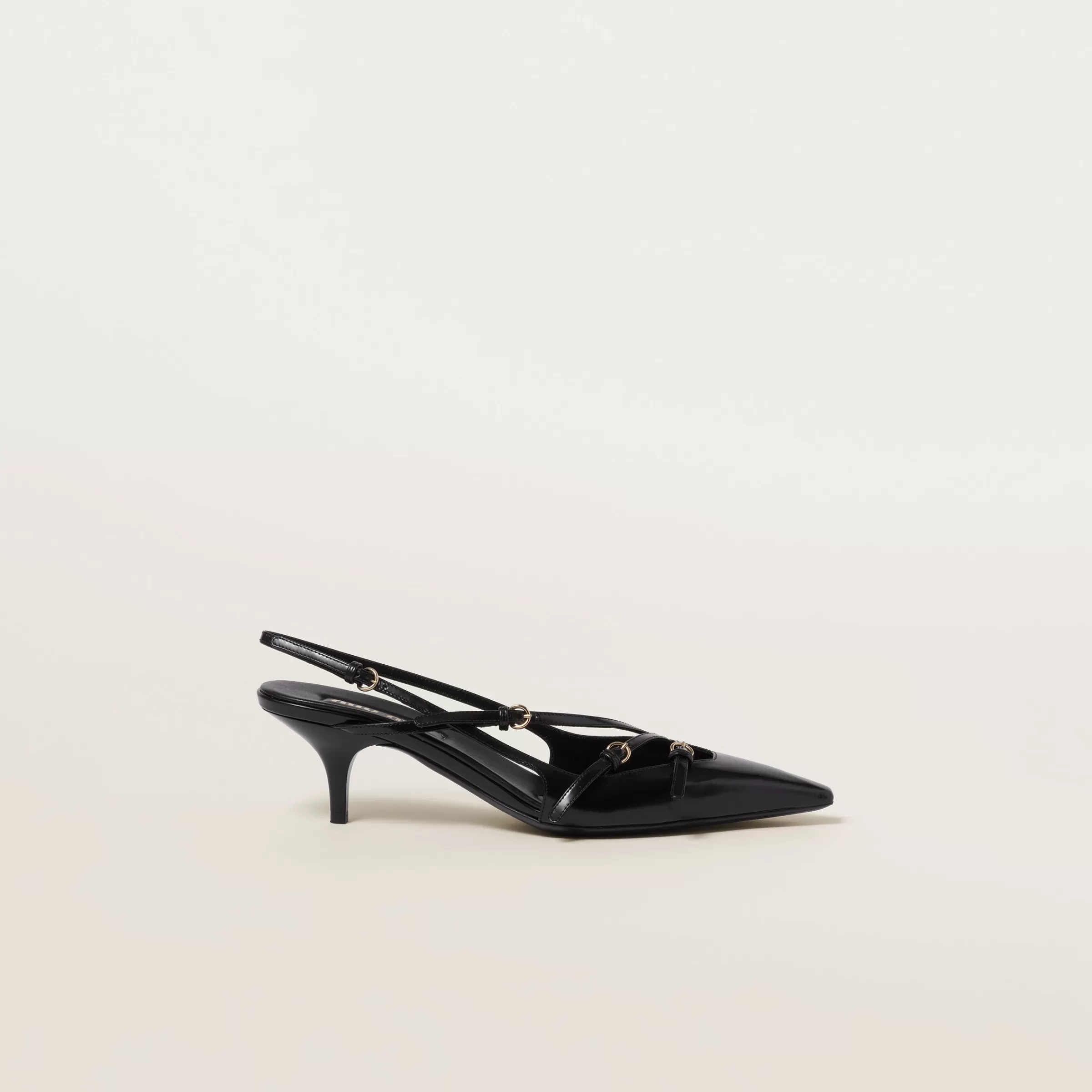 Brushed leather slingbacks with buckles>Miu Miu Sale