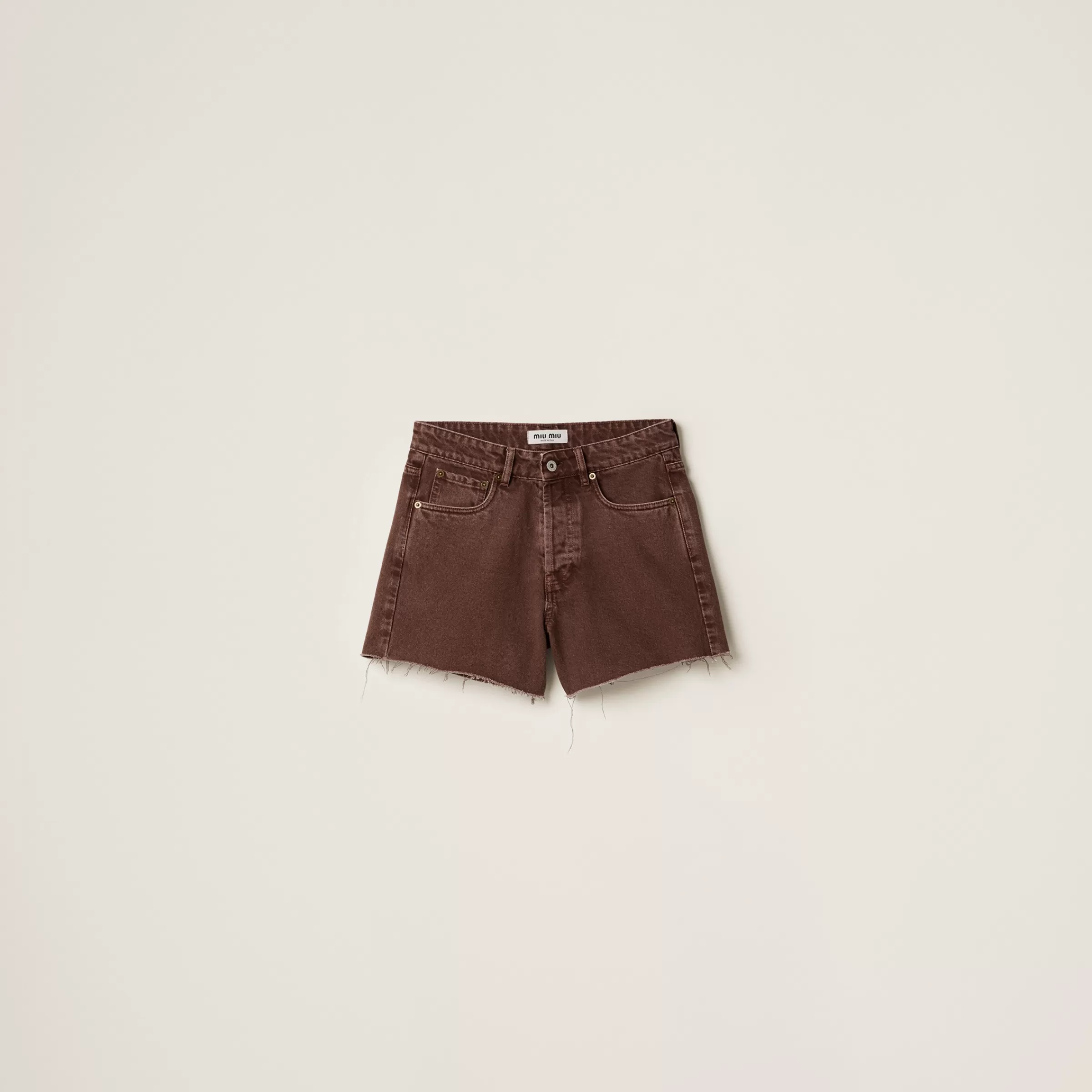 Bull denim Bermuda shorts>Miu Miu Shop