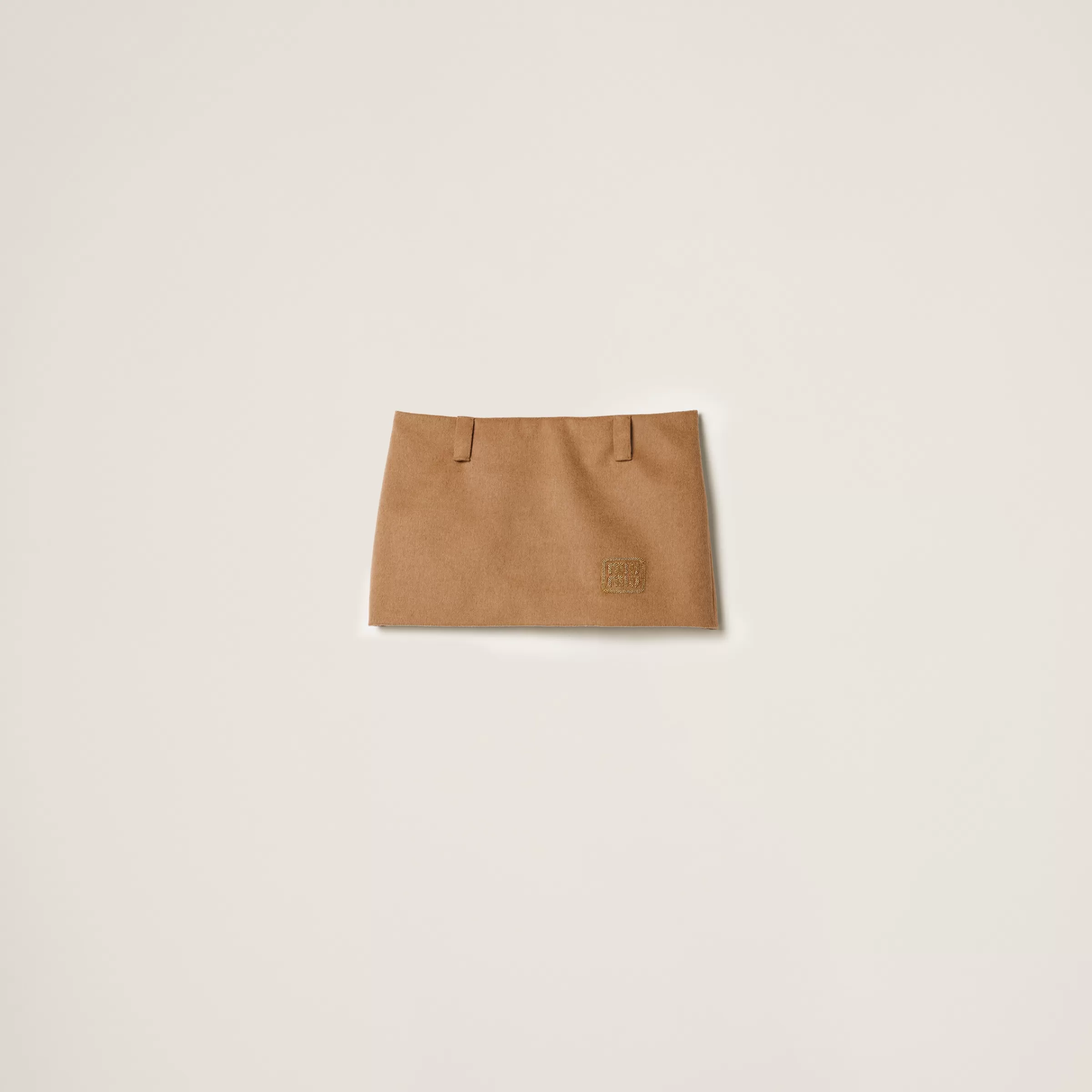 Camel-hair miniskirt>Miu Miu Store