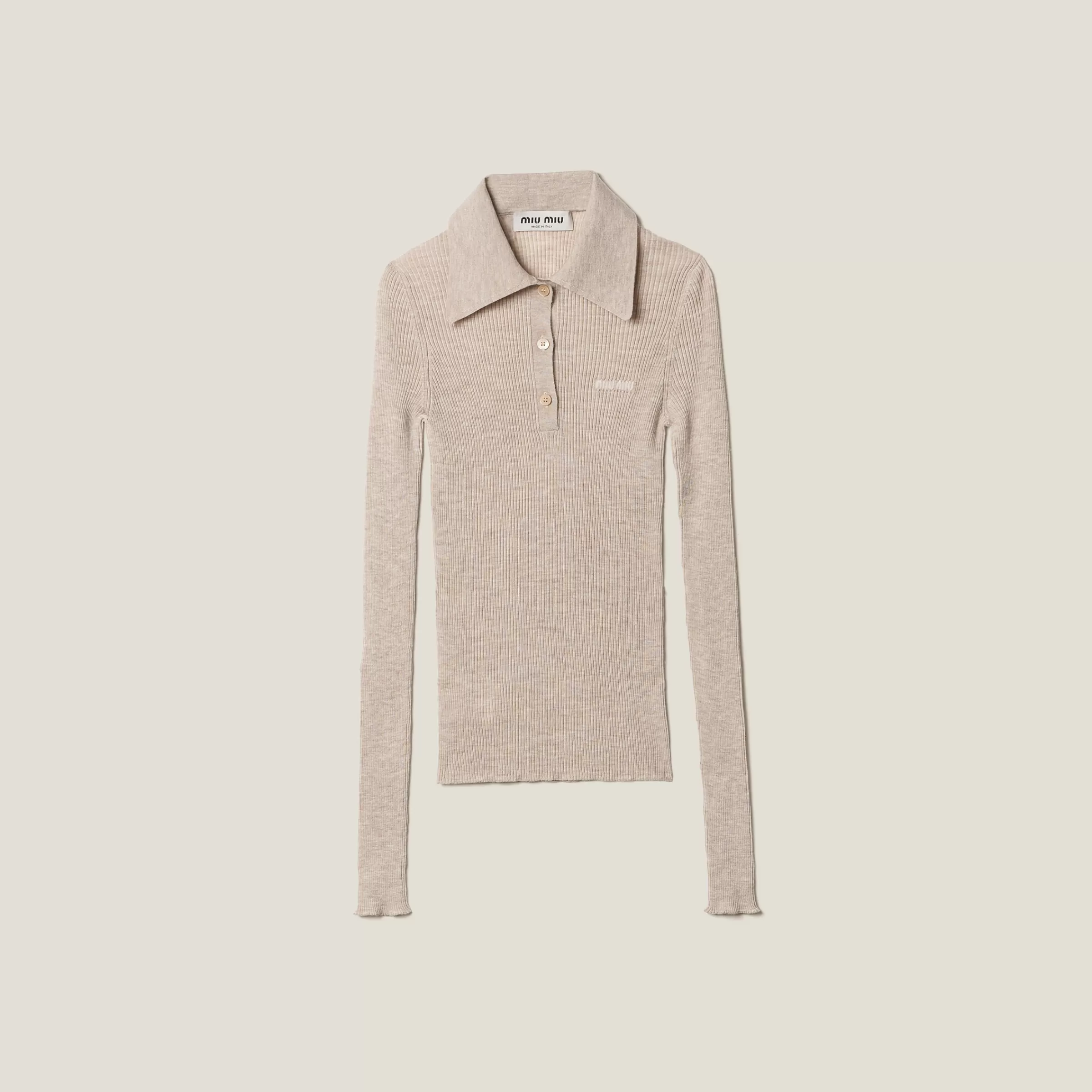 Cashmere and silk knit polo shirt>Miu Miu Outlet