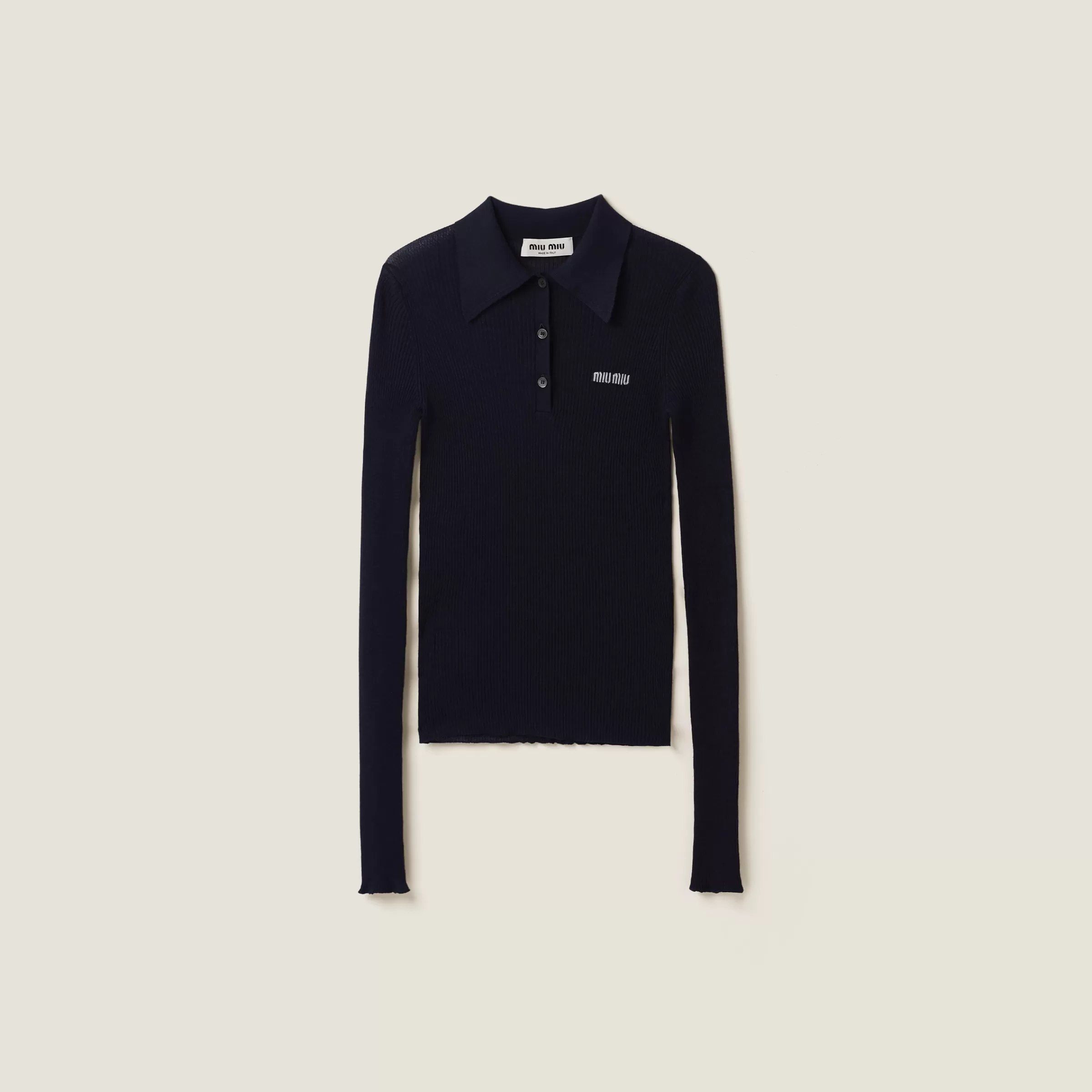 Cashmere and silk knit polo shirt>Miu Miu Best Sale