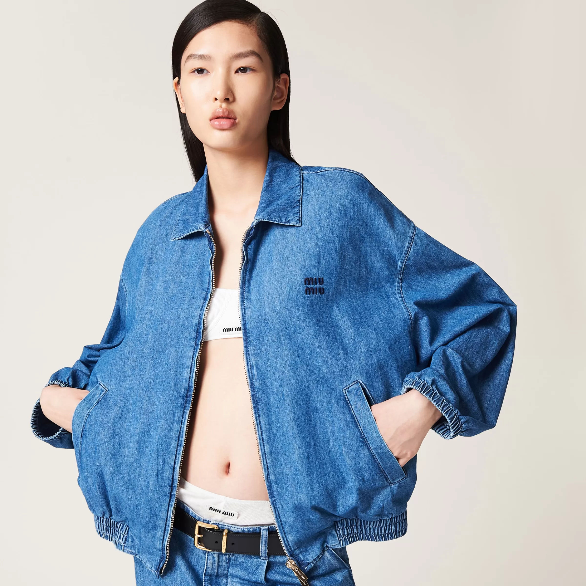 Chambray blouson jacket>Miu Miu Cheap