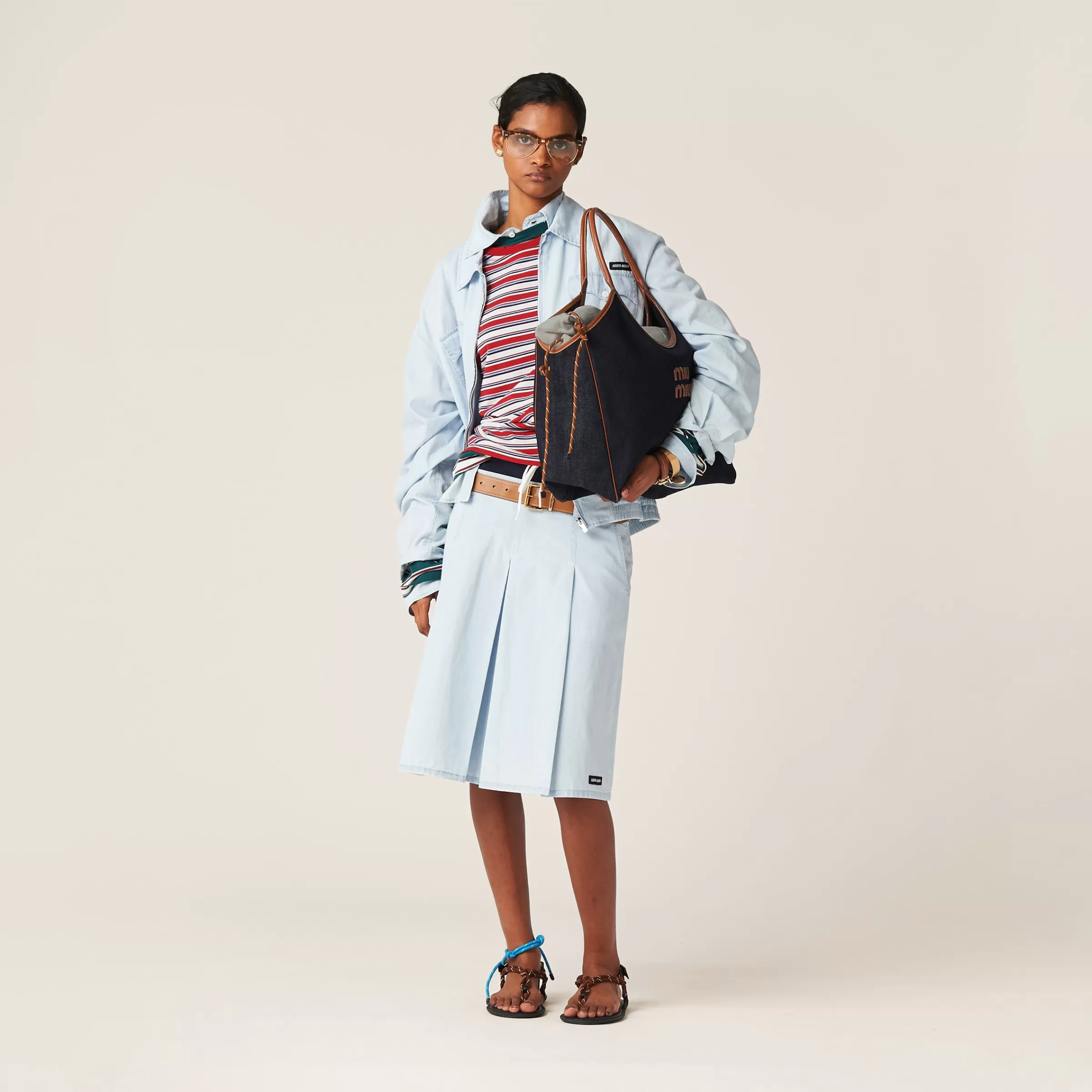 Chambray blouson jacket>Miu Miu Discount