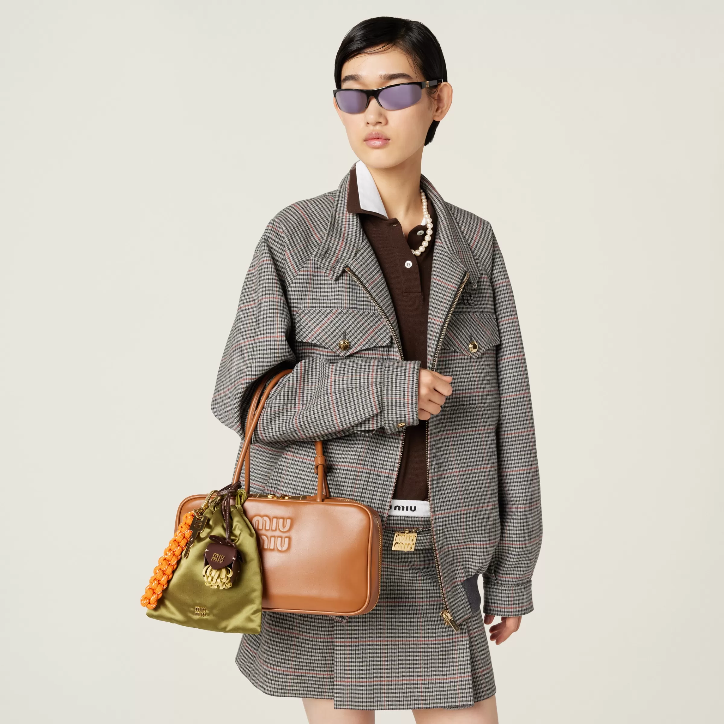 Checked blouson jacket>Miu Miu Cheap