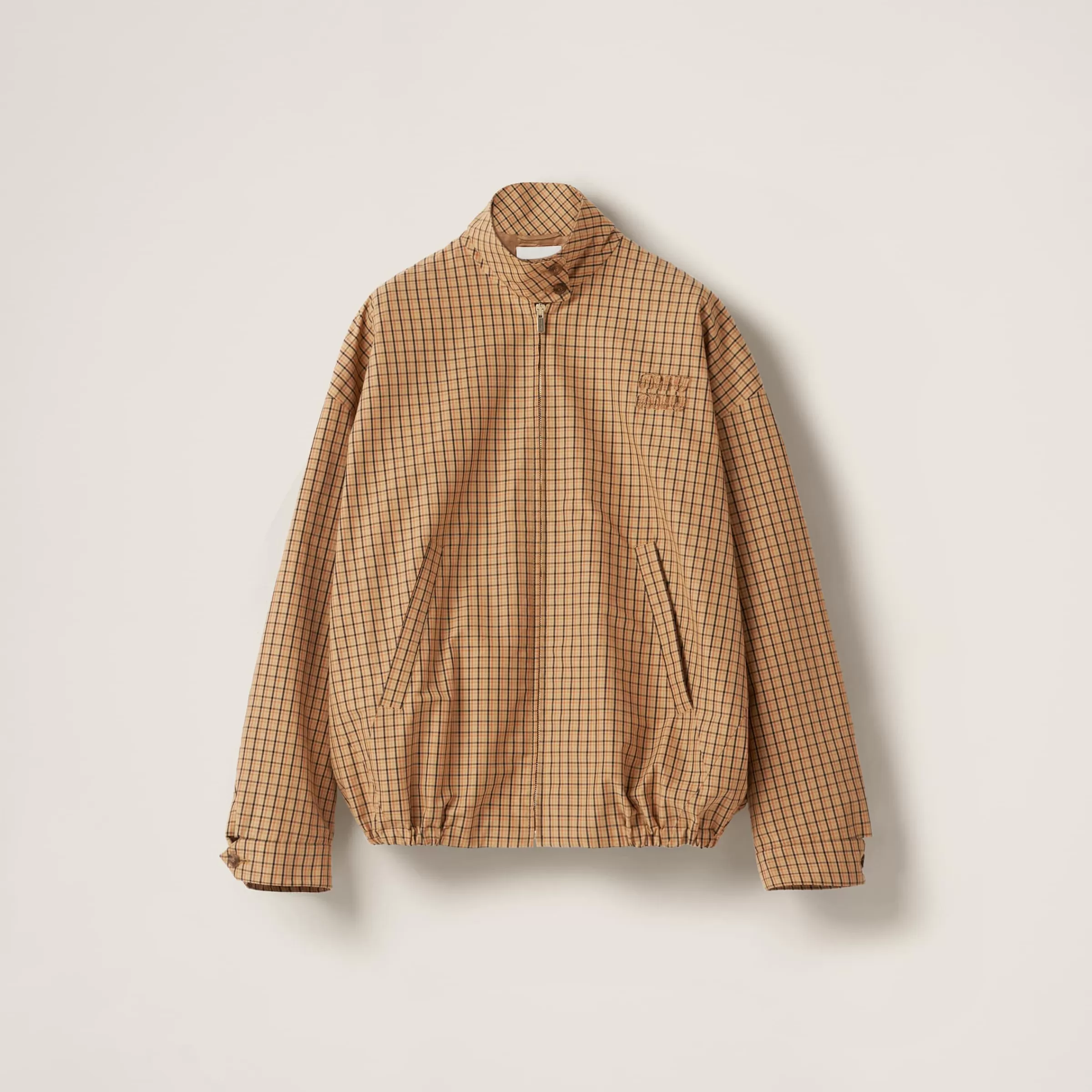 Checked canvas blouson jacket>Miu Miu Discount