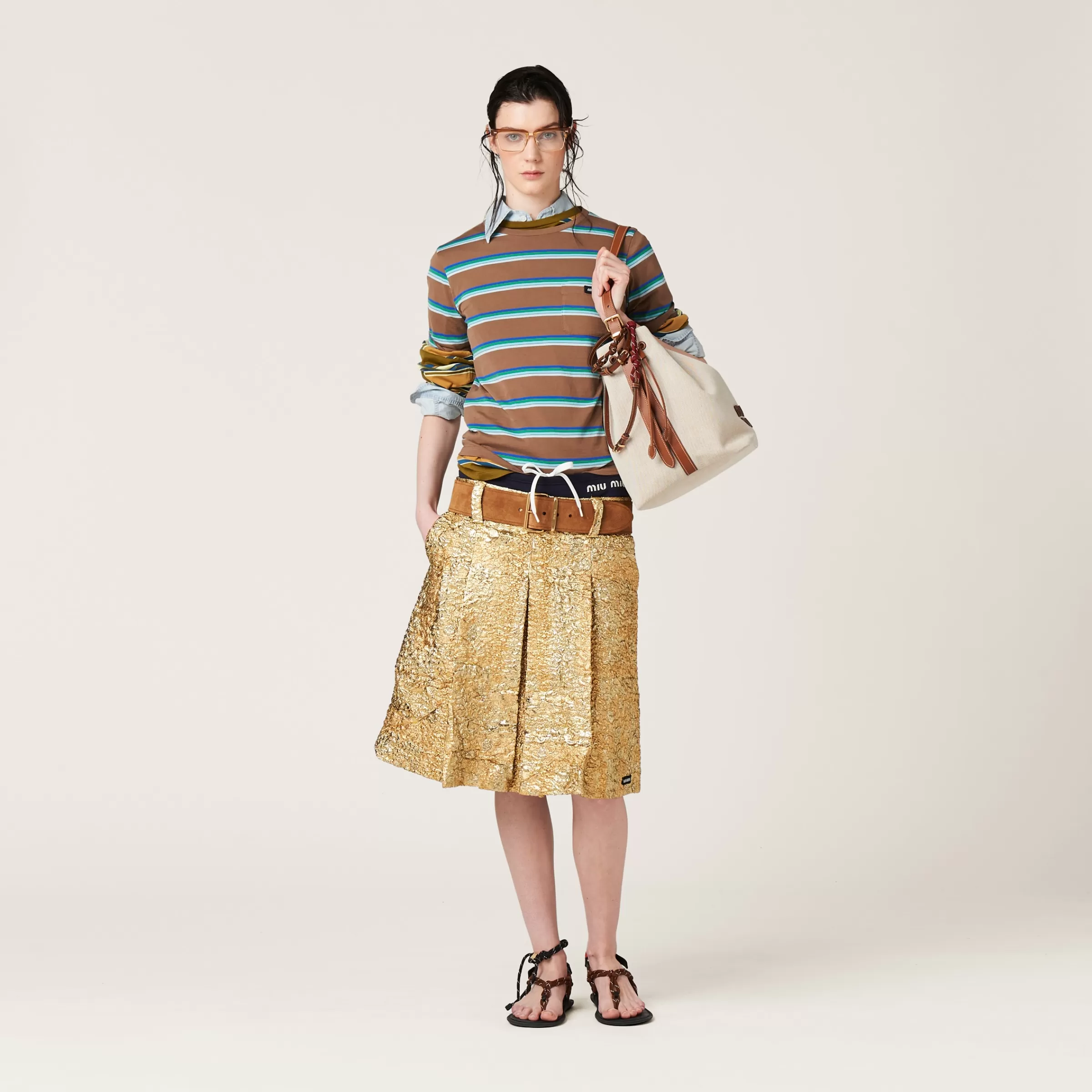 Cloquet lamé jacquard skirt>Miu Miu Best Sale