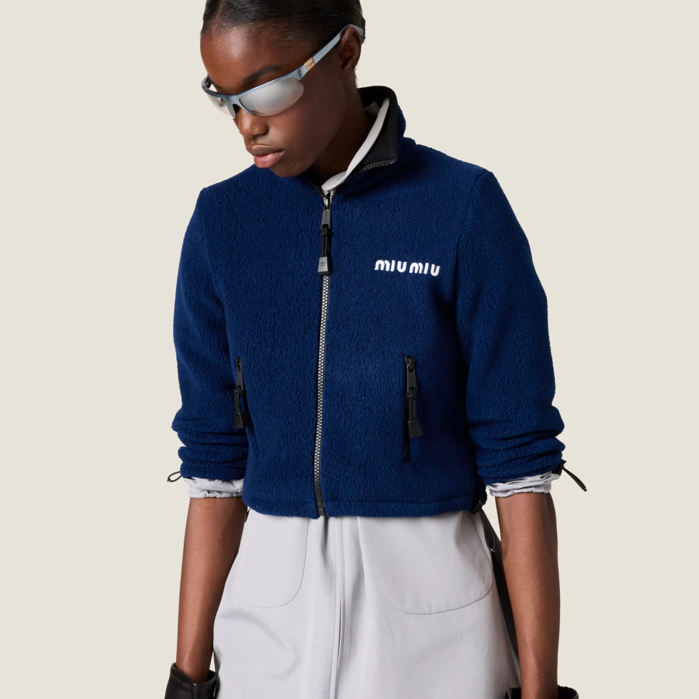 Cotton fleece cropped sweatshirt>Miu Miu Hot