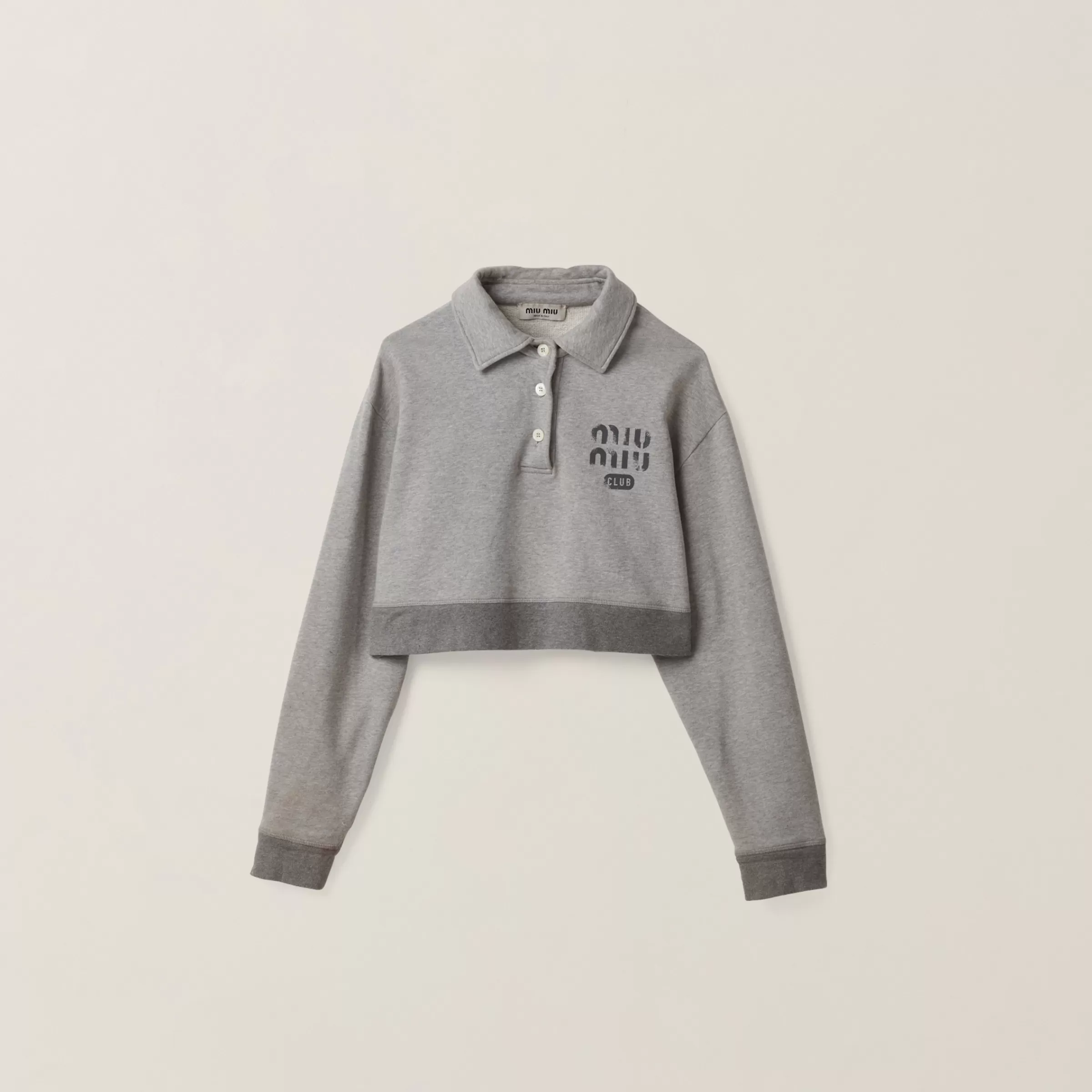 Cotton fleece polo shirt>Miu Miu Fashion