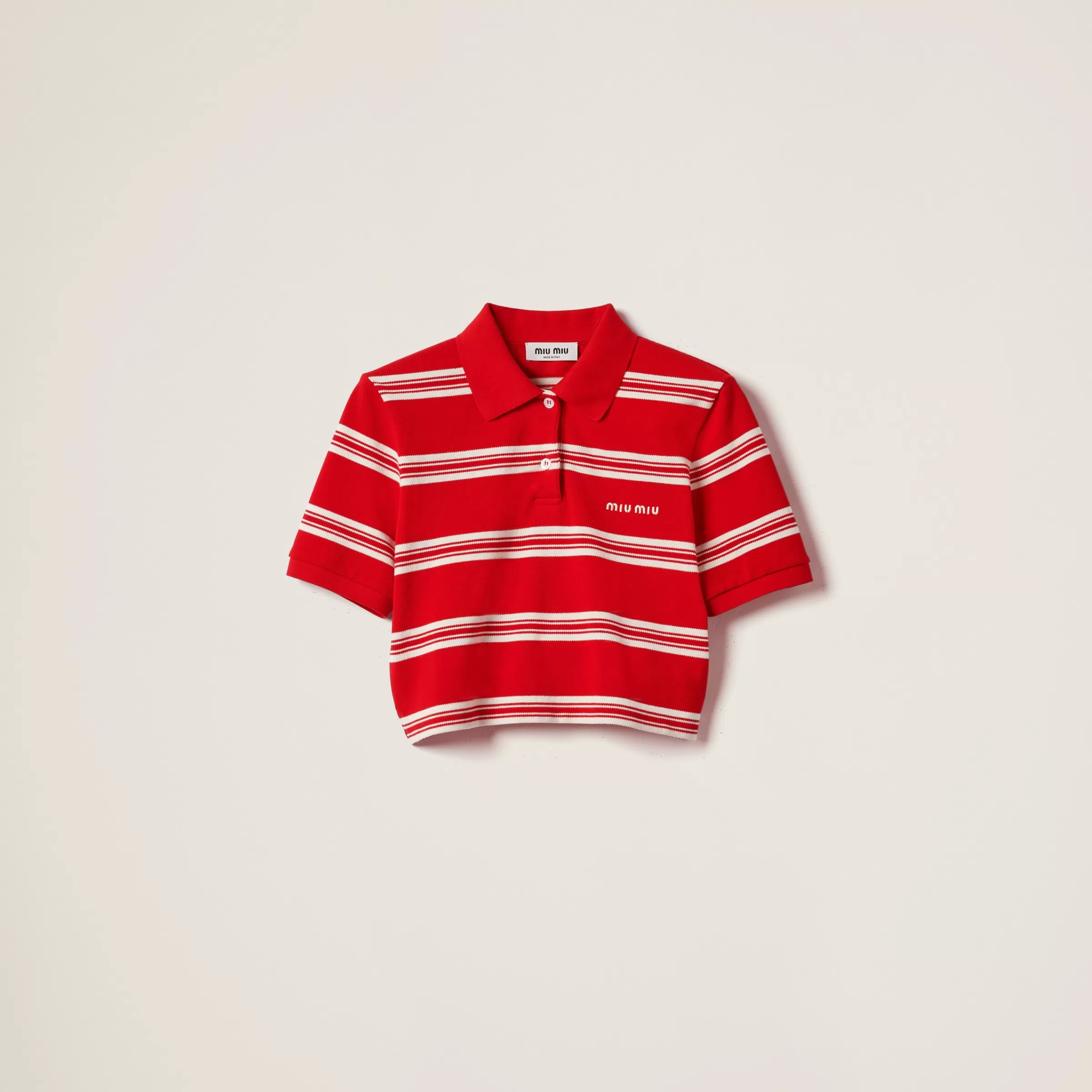 Cotton piqué polo shirt>Miu Miu New