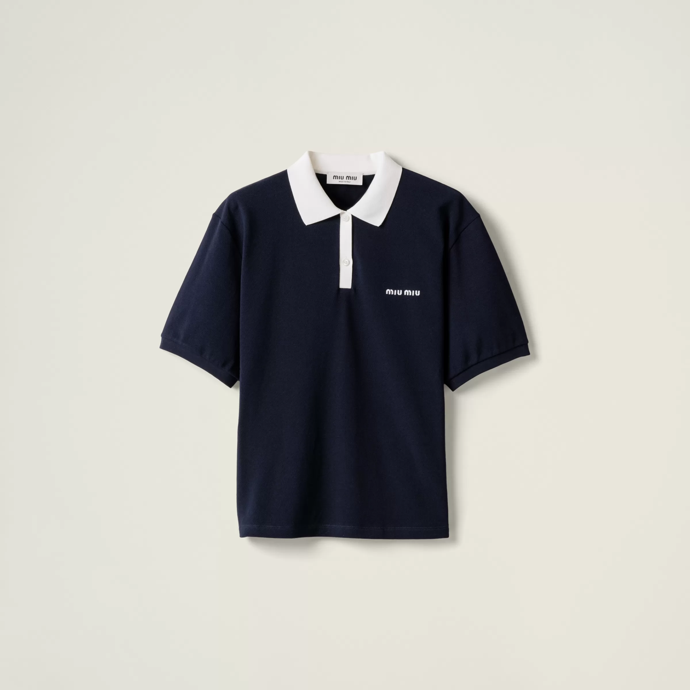 Cotton piqué polo shirt>Miu Miu Fashion