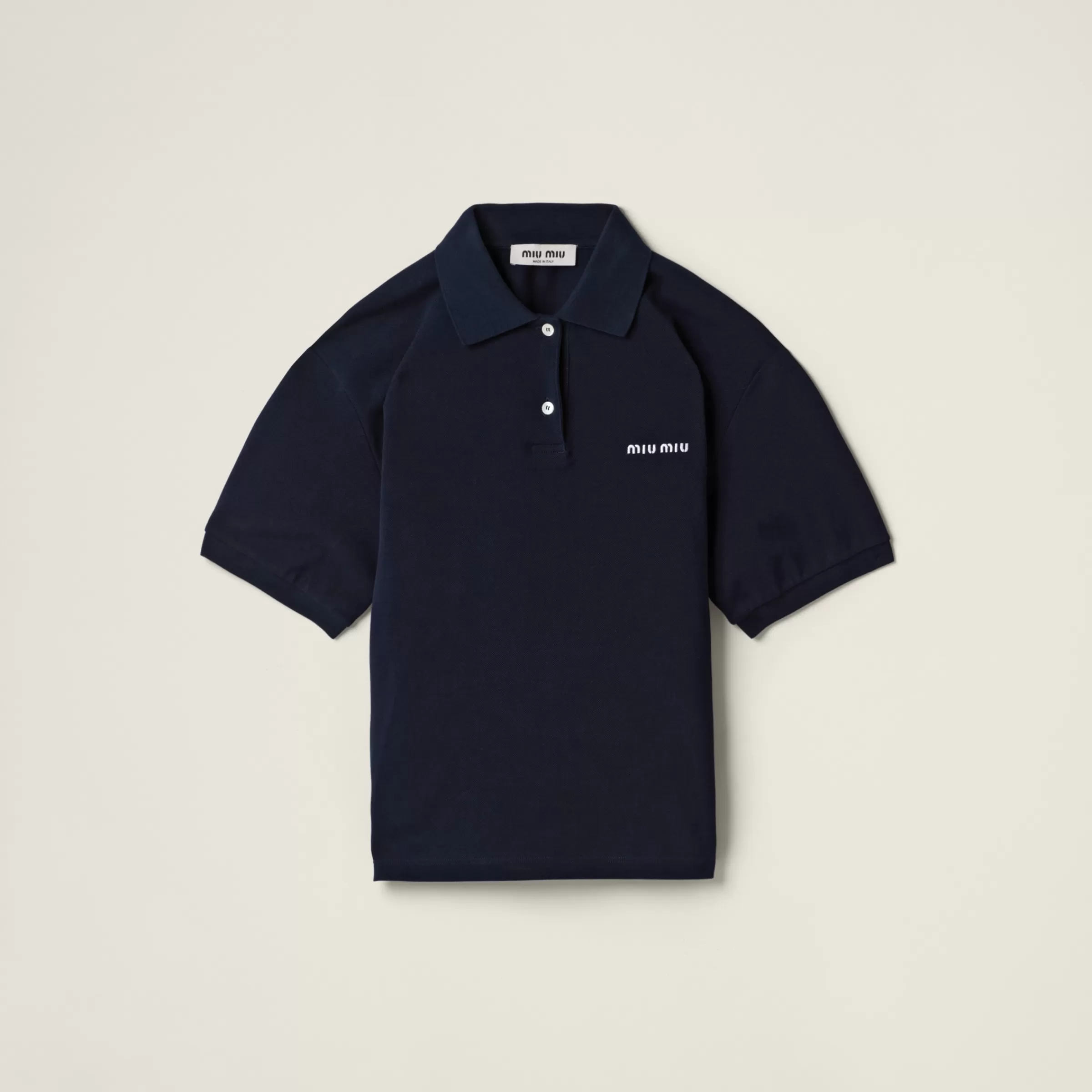 Cotton piqué polo shirt>Miu Miu New