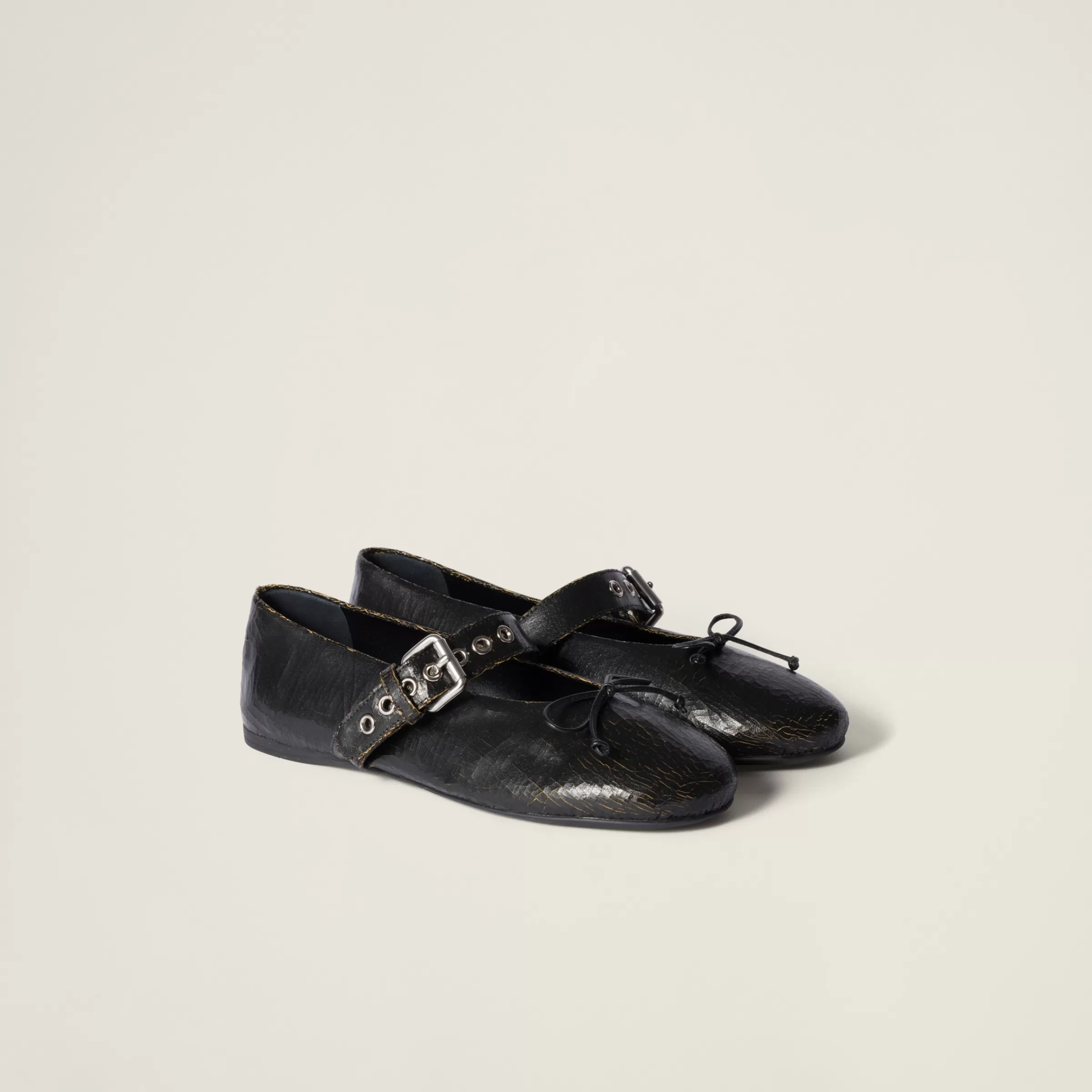 Crackle leather ballerinas>Miu Miu New