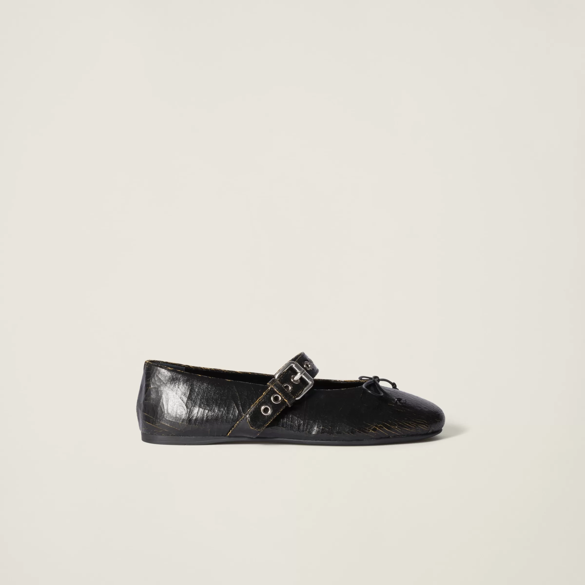 Crackle leather ballerinas>Miu Miu New