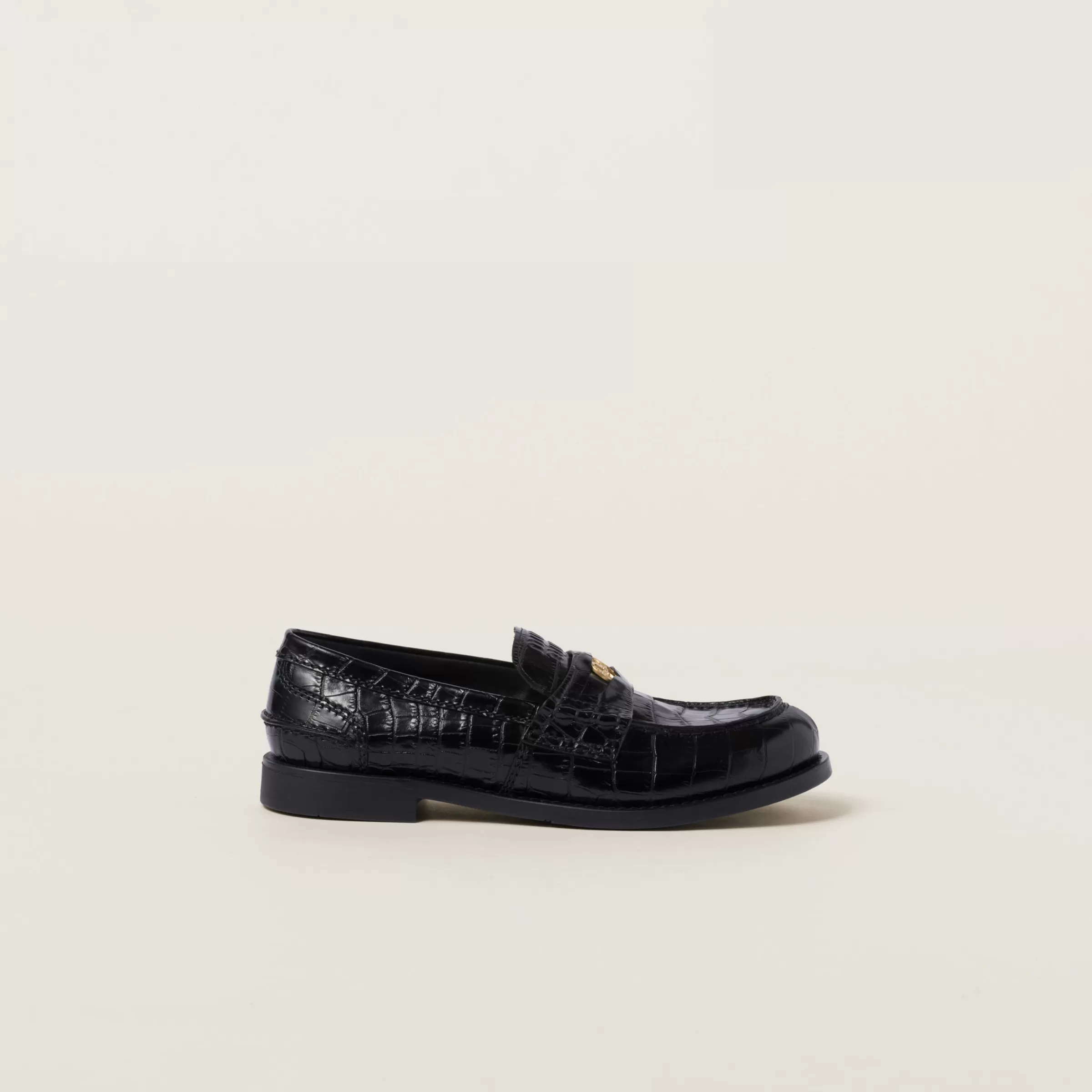 Croco-print leather penny loafers>Miu Miu Best