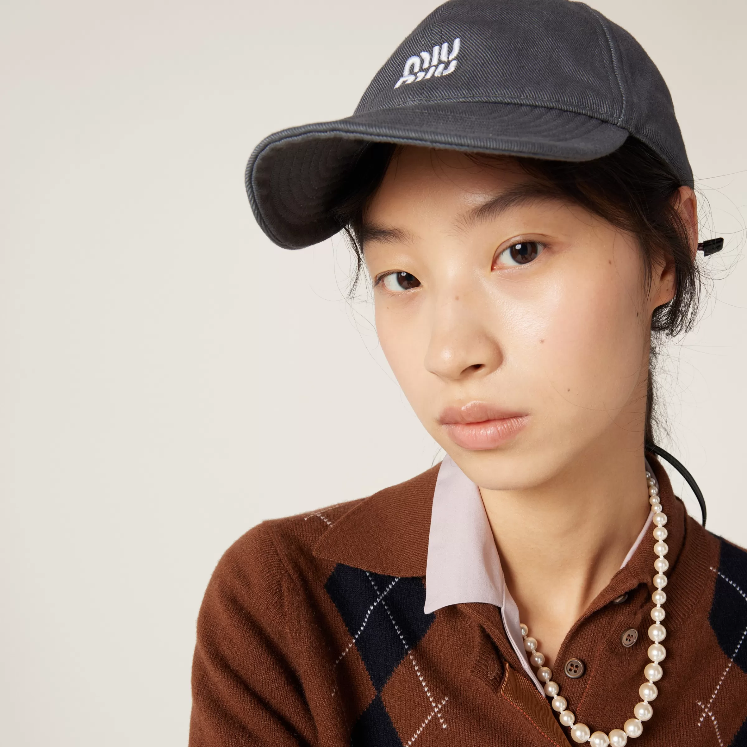 Denim baseball cap>Miu Miu Outlet