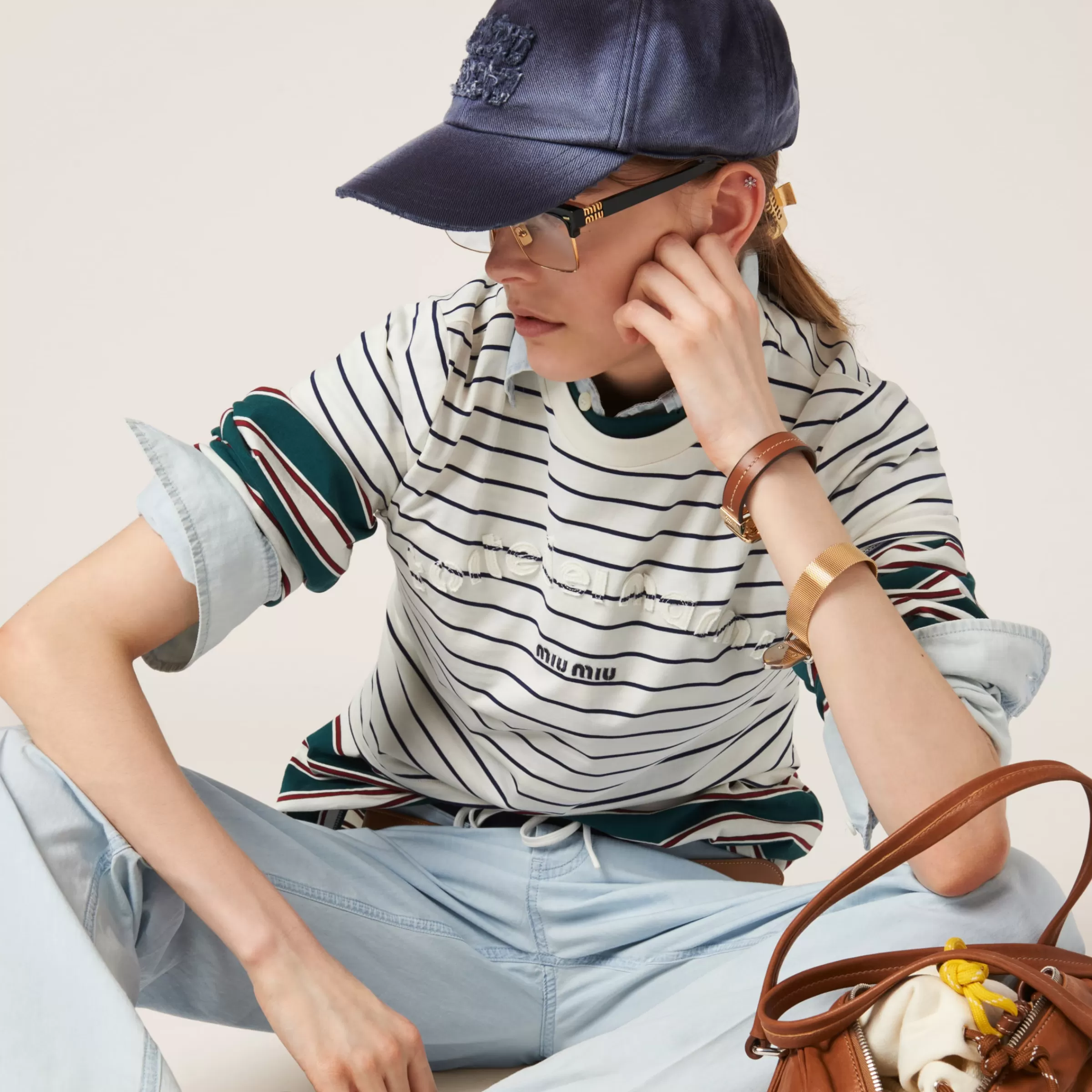 Denim baseball cap>Miu Miu Clearance