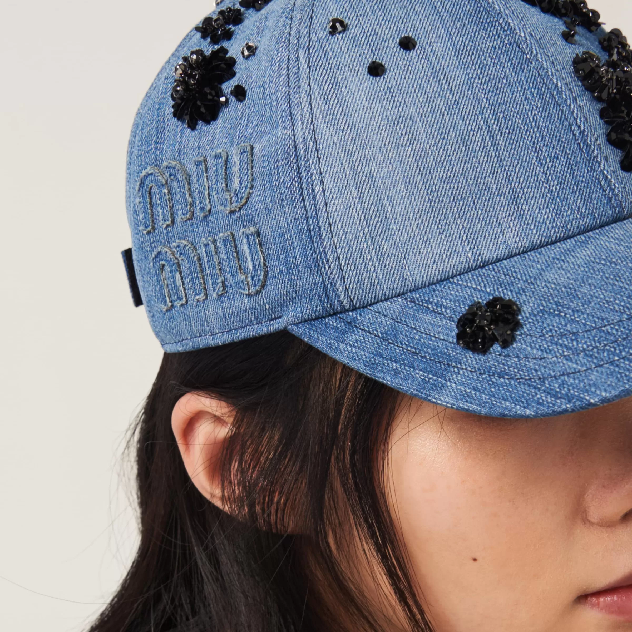 Denim baseball cap>Miu Miu Clearance