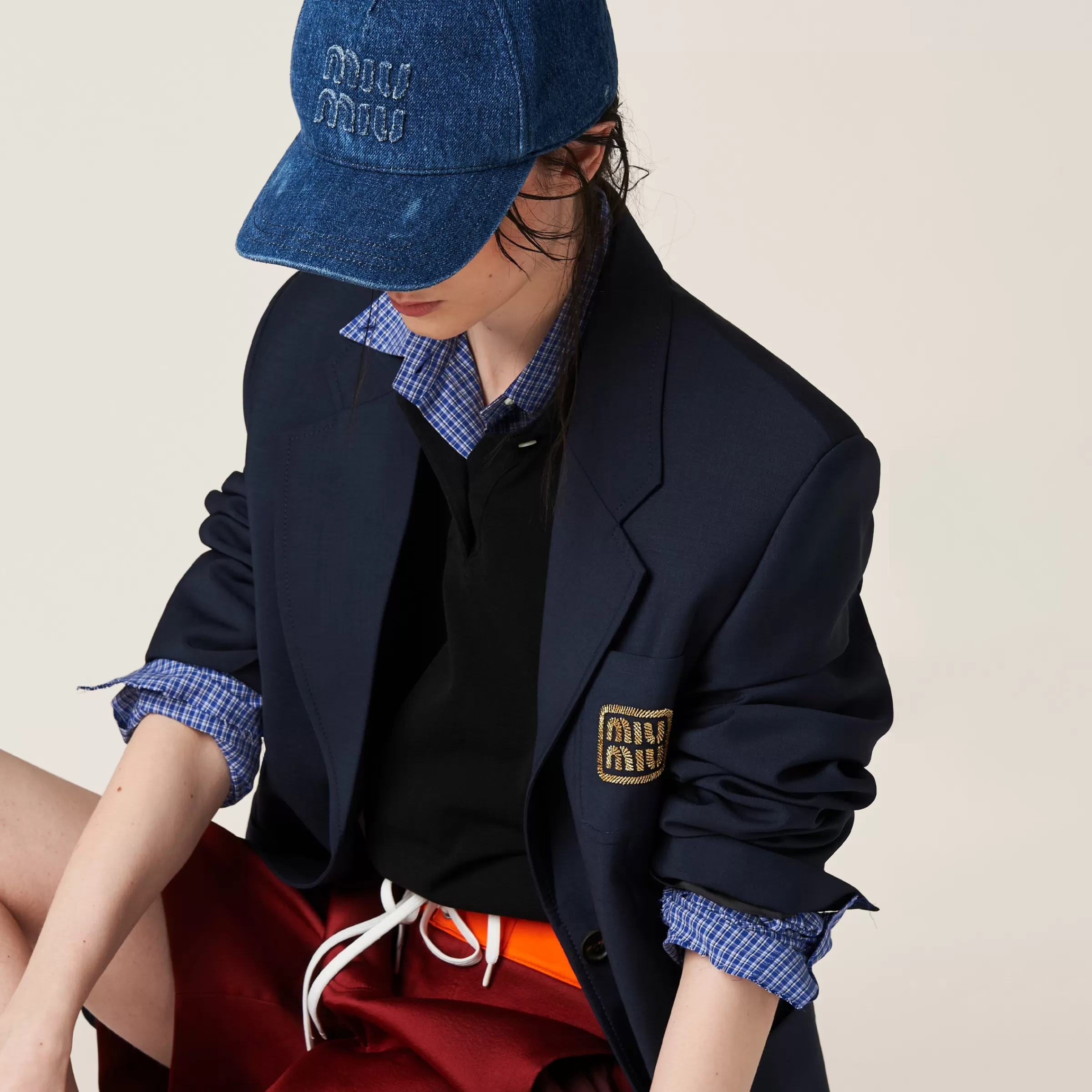 Denim baseball cap>Miu Miu Cheap