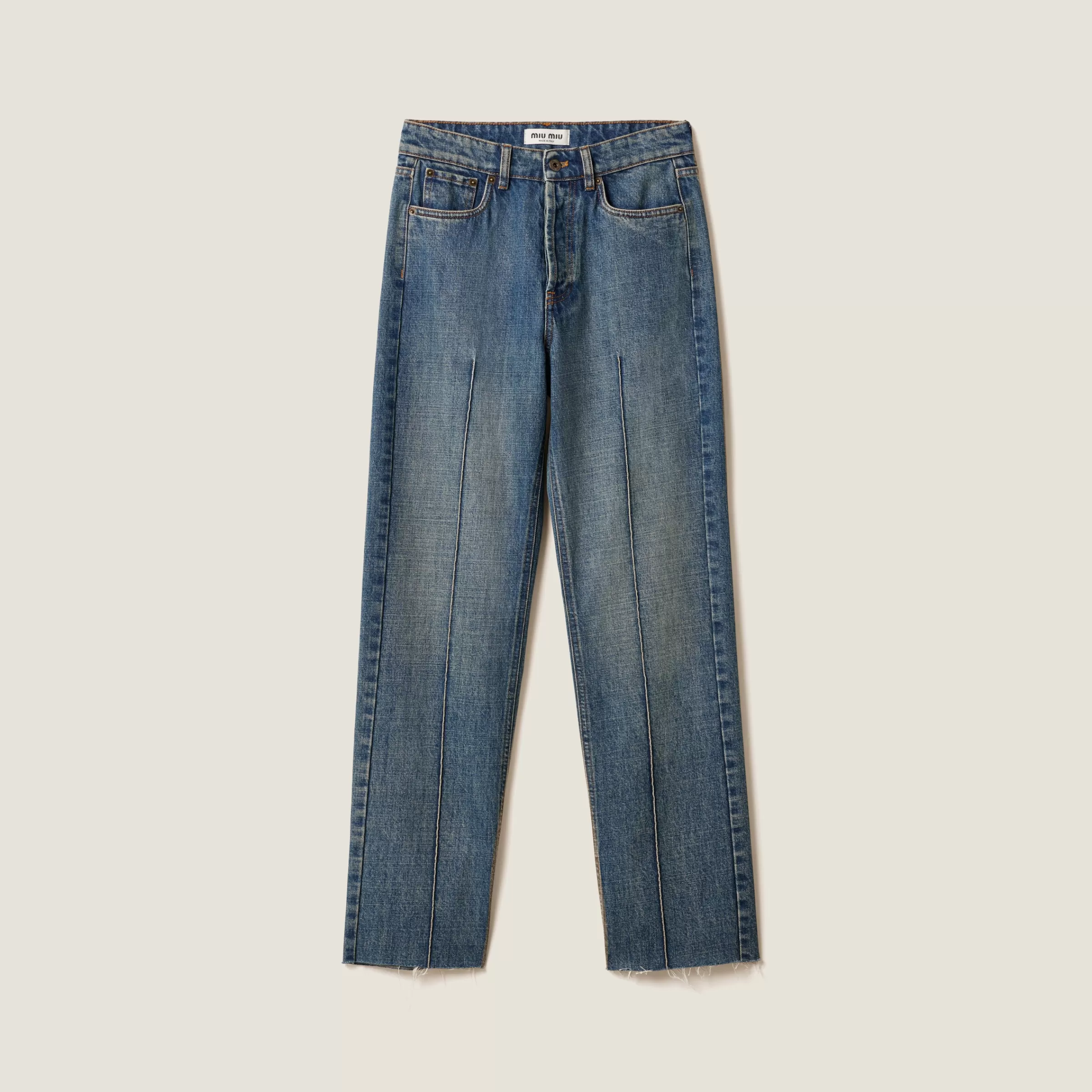 Denim five-pocket jeans>Miu Miu Sale