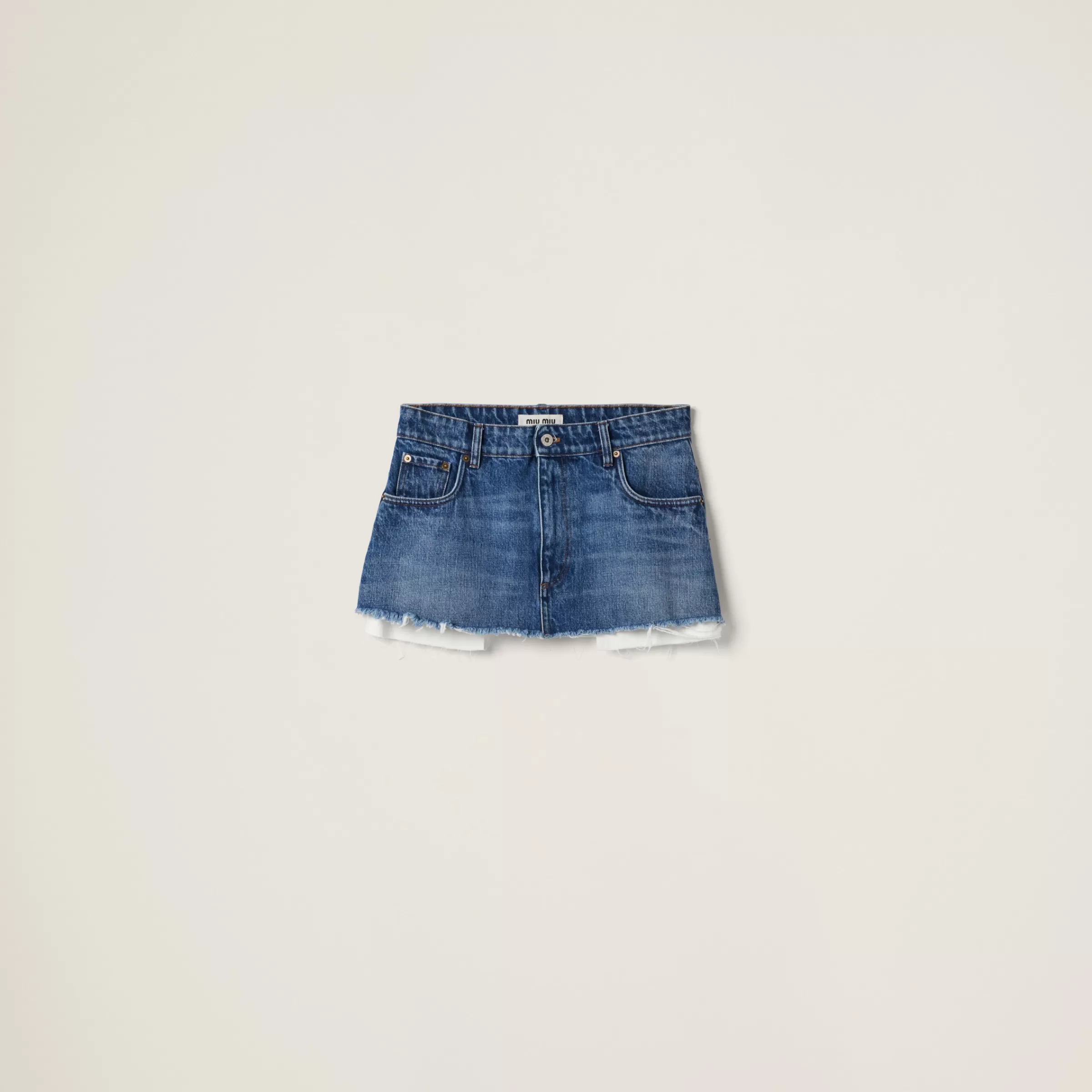 Denim miniskirt>Miu Miu Discount