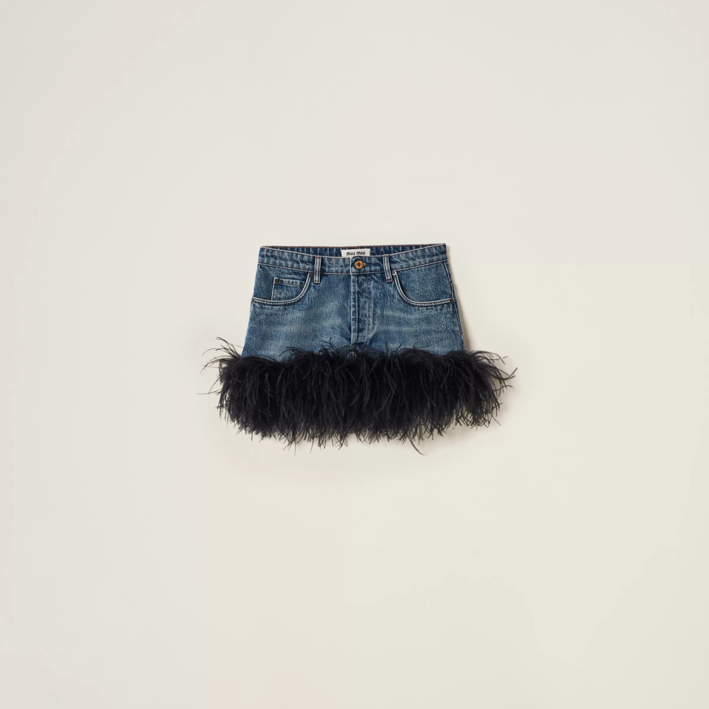 Denim miniskirt>Miu Miu Best Sale