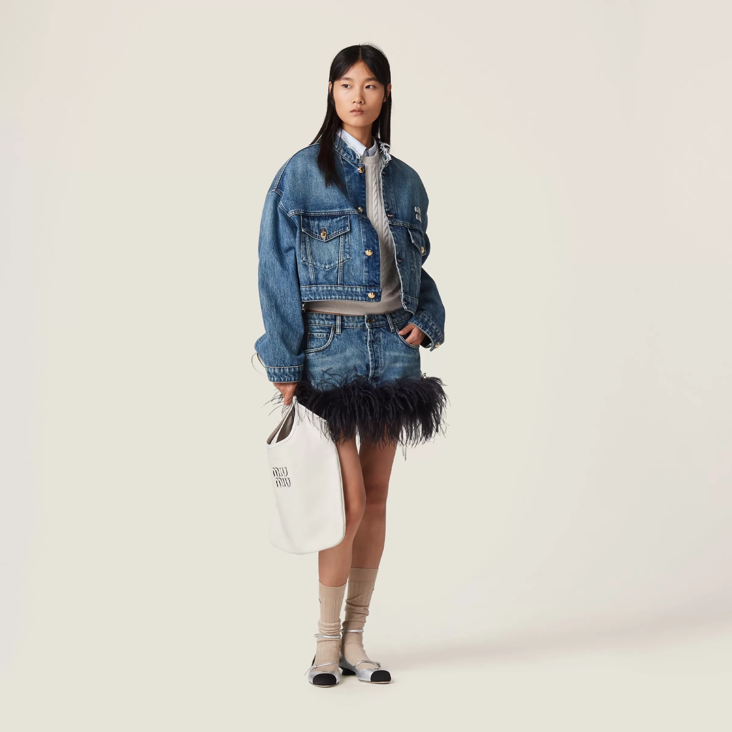 Denim miniskirt>Miu Miu Best Sale