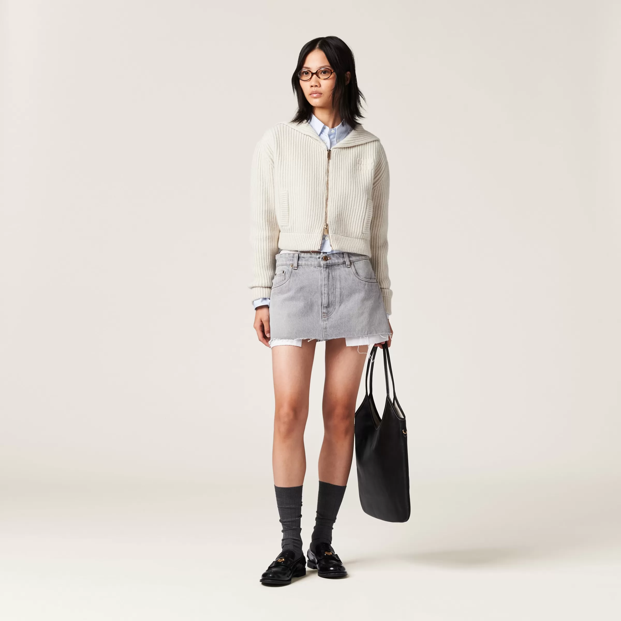 Denim miniskirt>Miu Miu Cheap