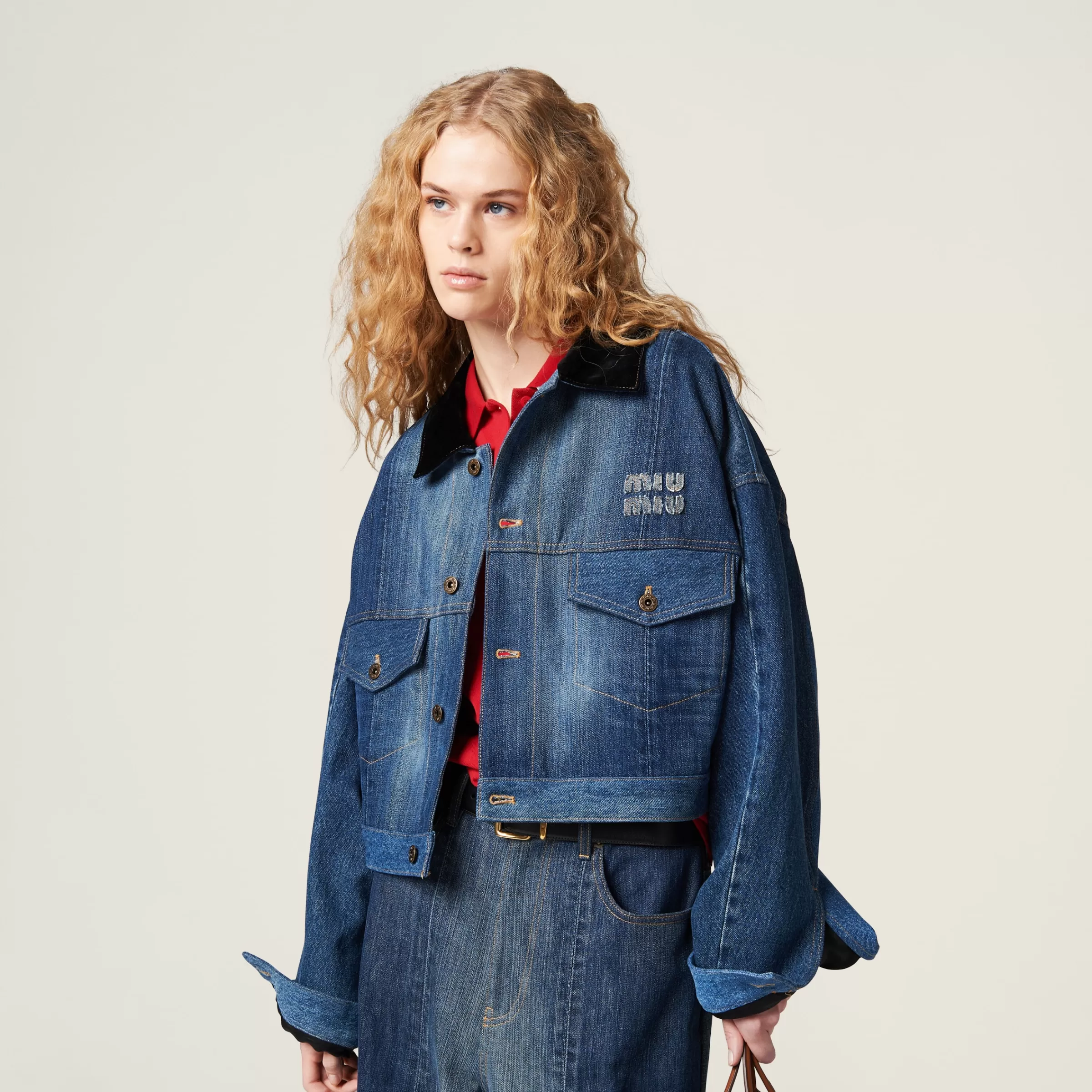 Denim trucker jacket>Miu Miu Cheap