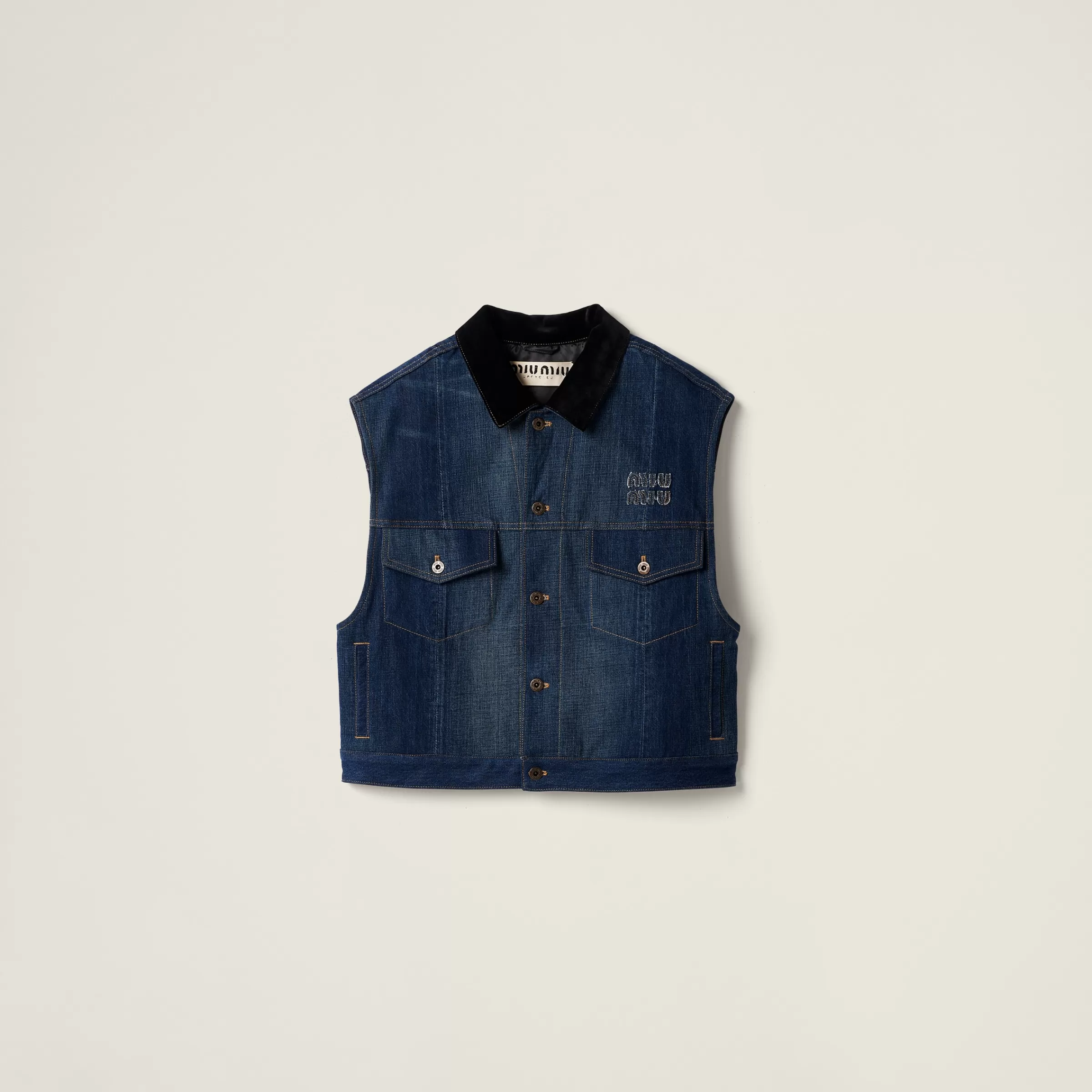 Denim trucker vest>Miu Miu Discount