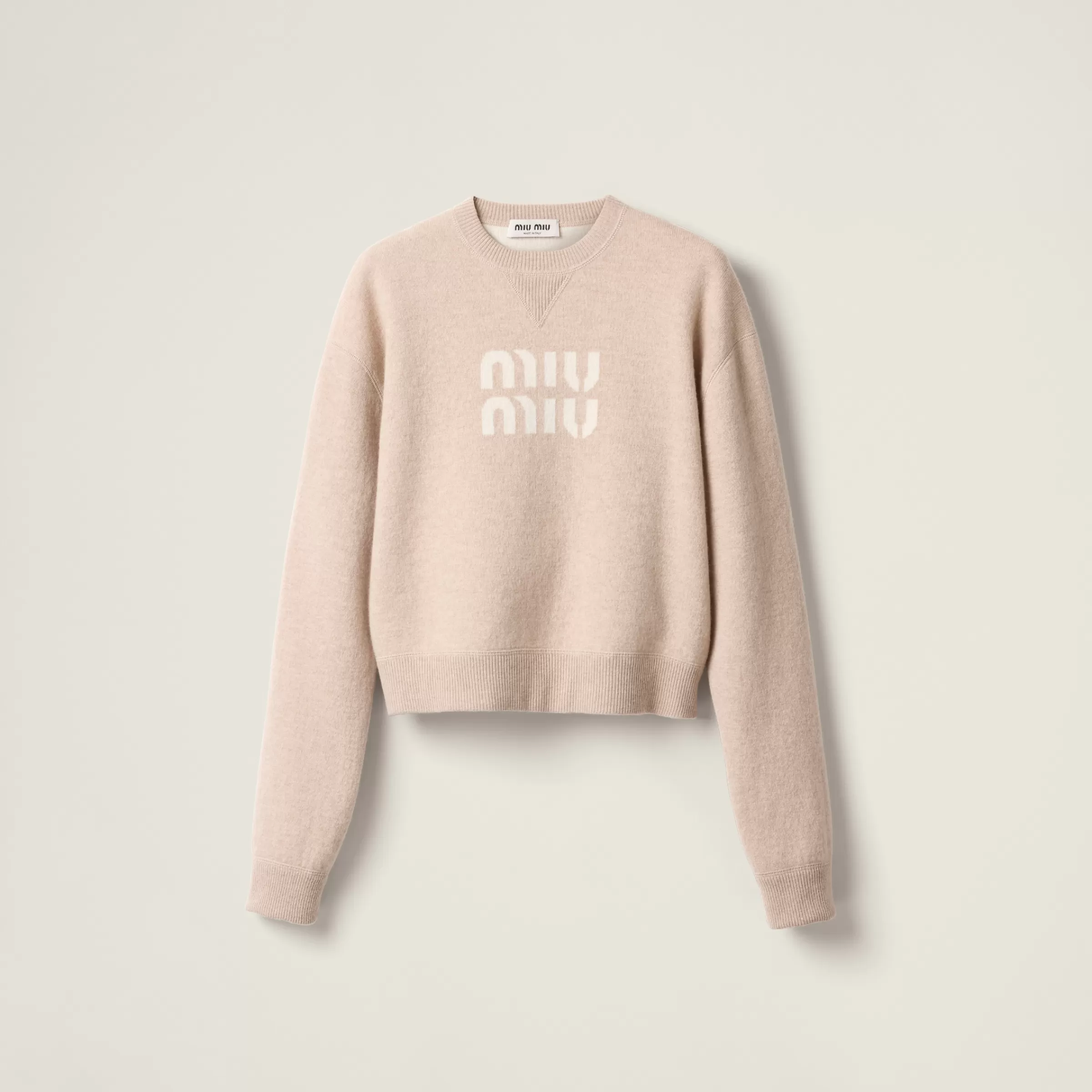 Double cashmere sweater with logo>Miu Miu New