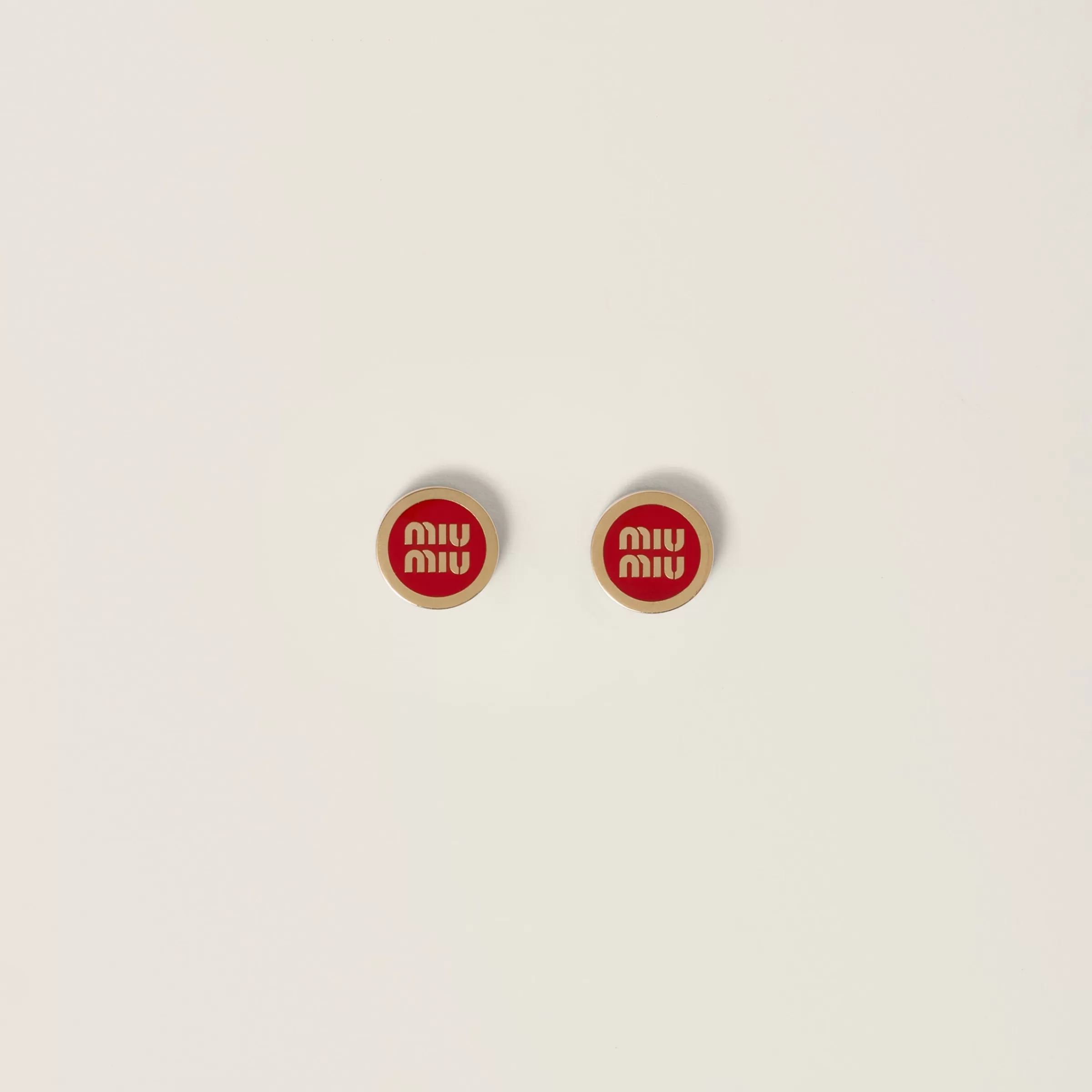 Enameled metal earrings>Miu Miu Shop