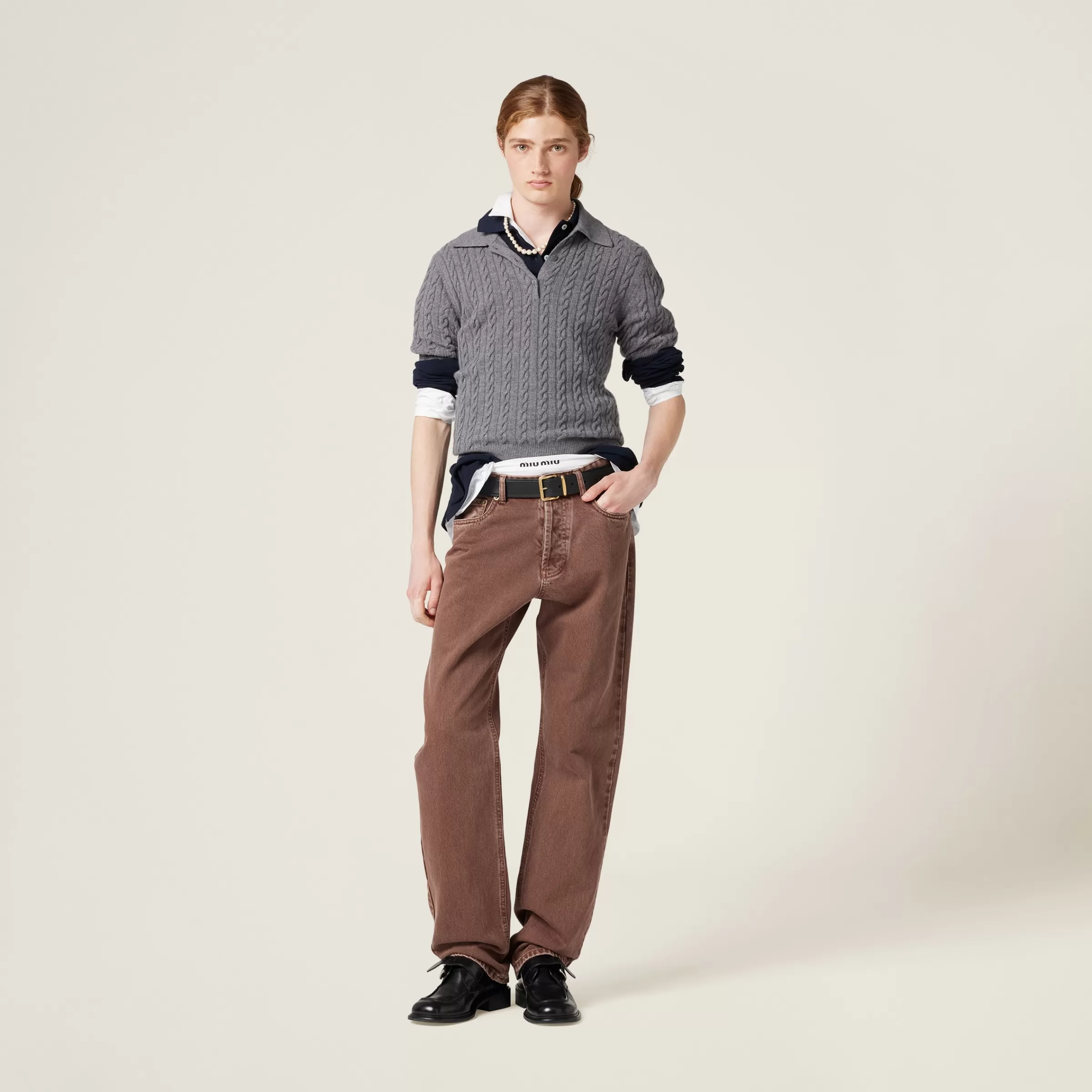 Five-pocket bull denim trousers>Miu Miu Discount