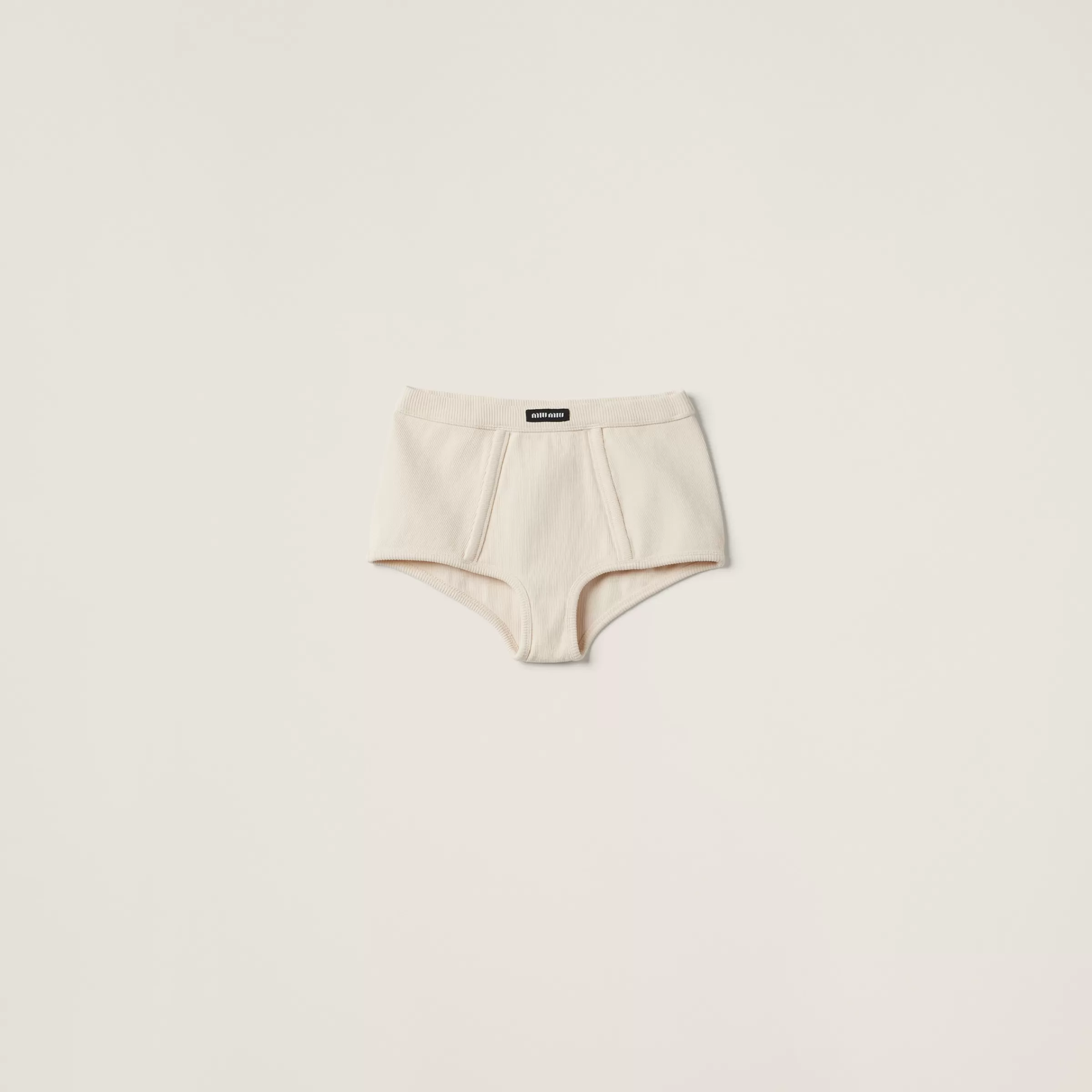 Garment-dyed ribbed boxer shorts>Miu Miu Sale