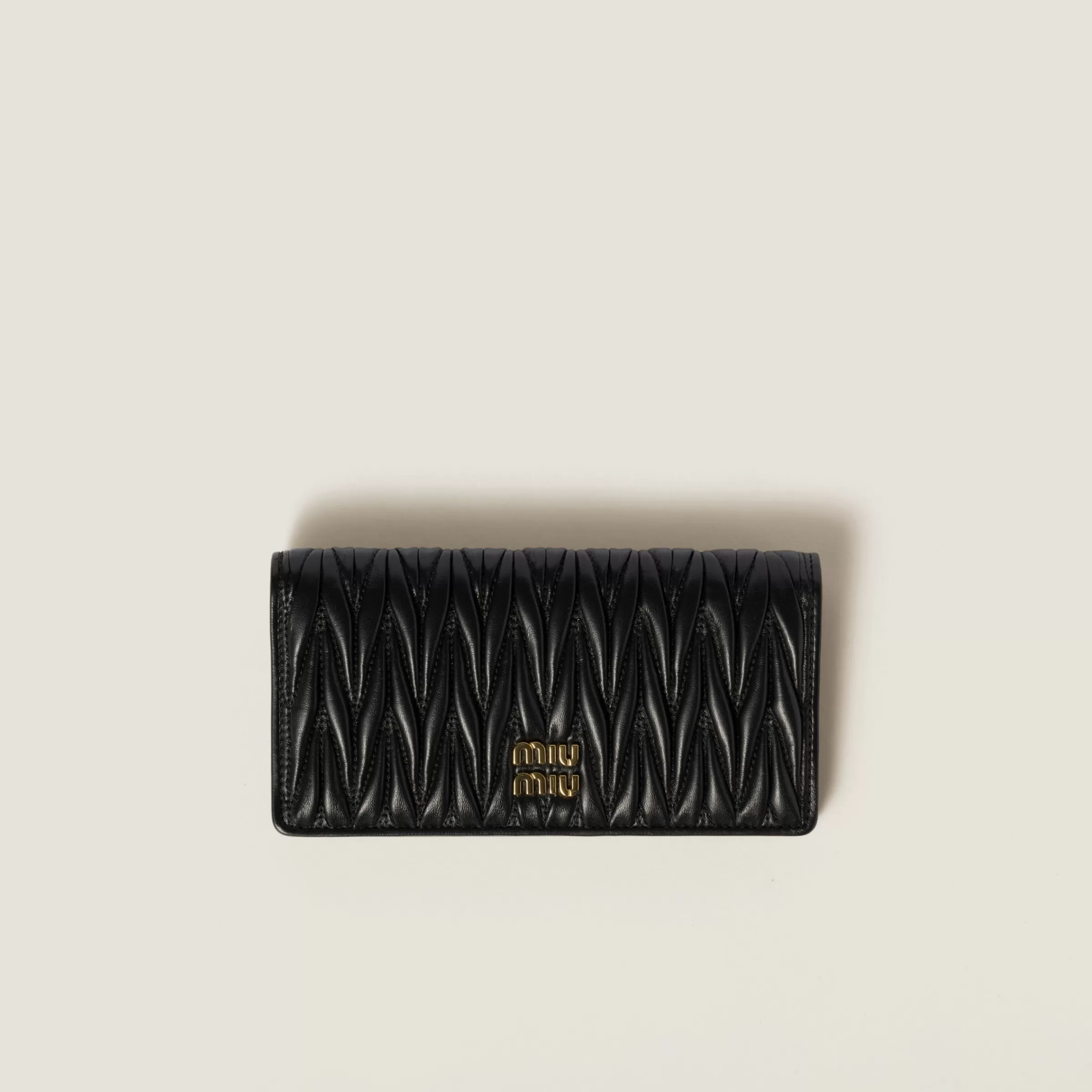 Large matelassé nappa leather wallet>Miu Miu Cheap