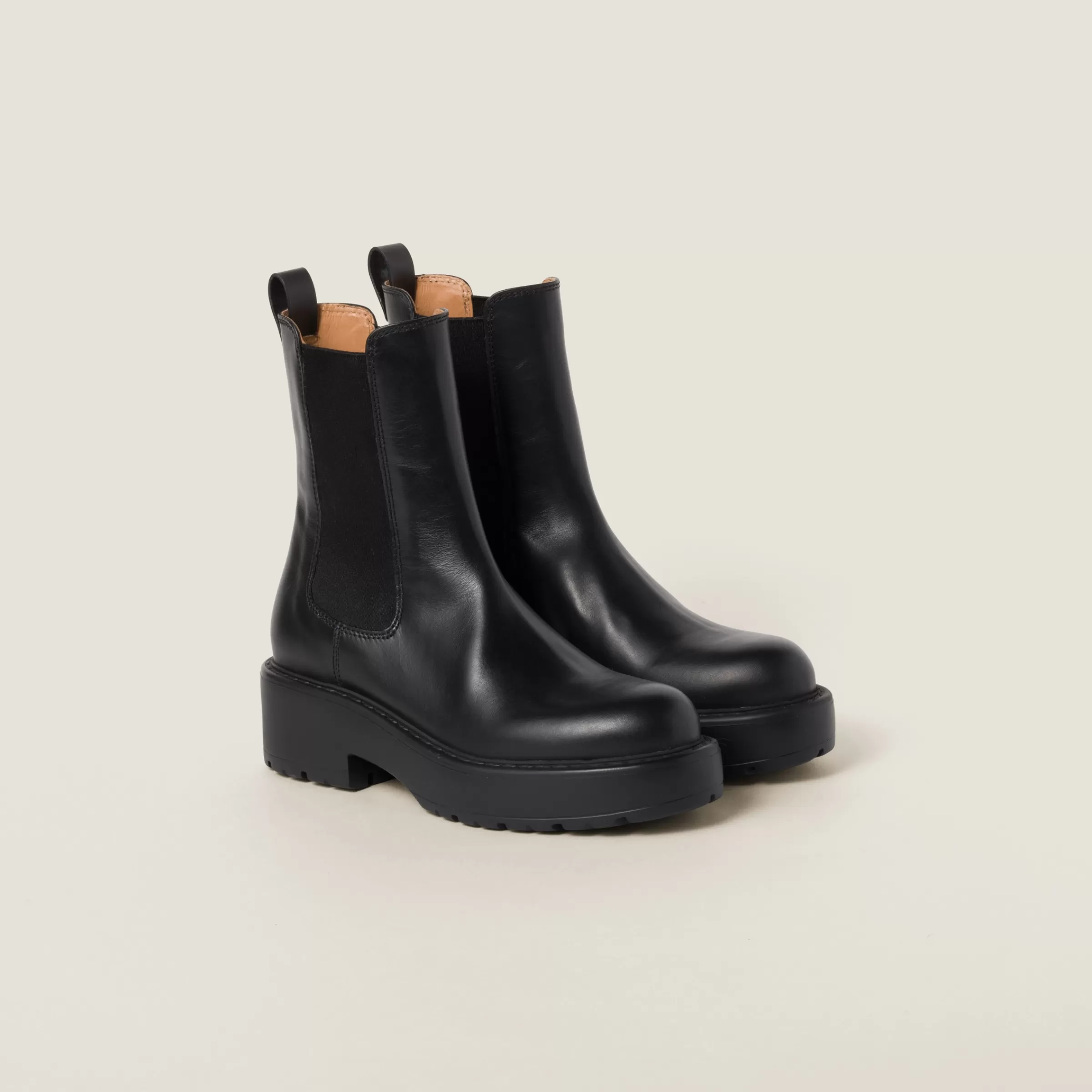 Leather booties>Miu Miu Fashion