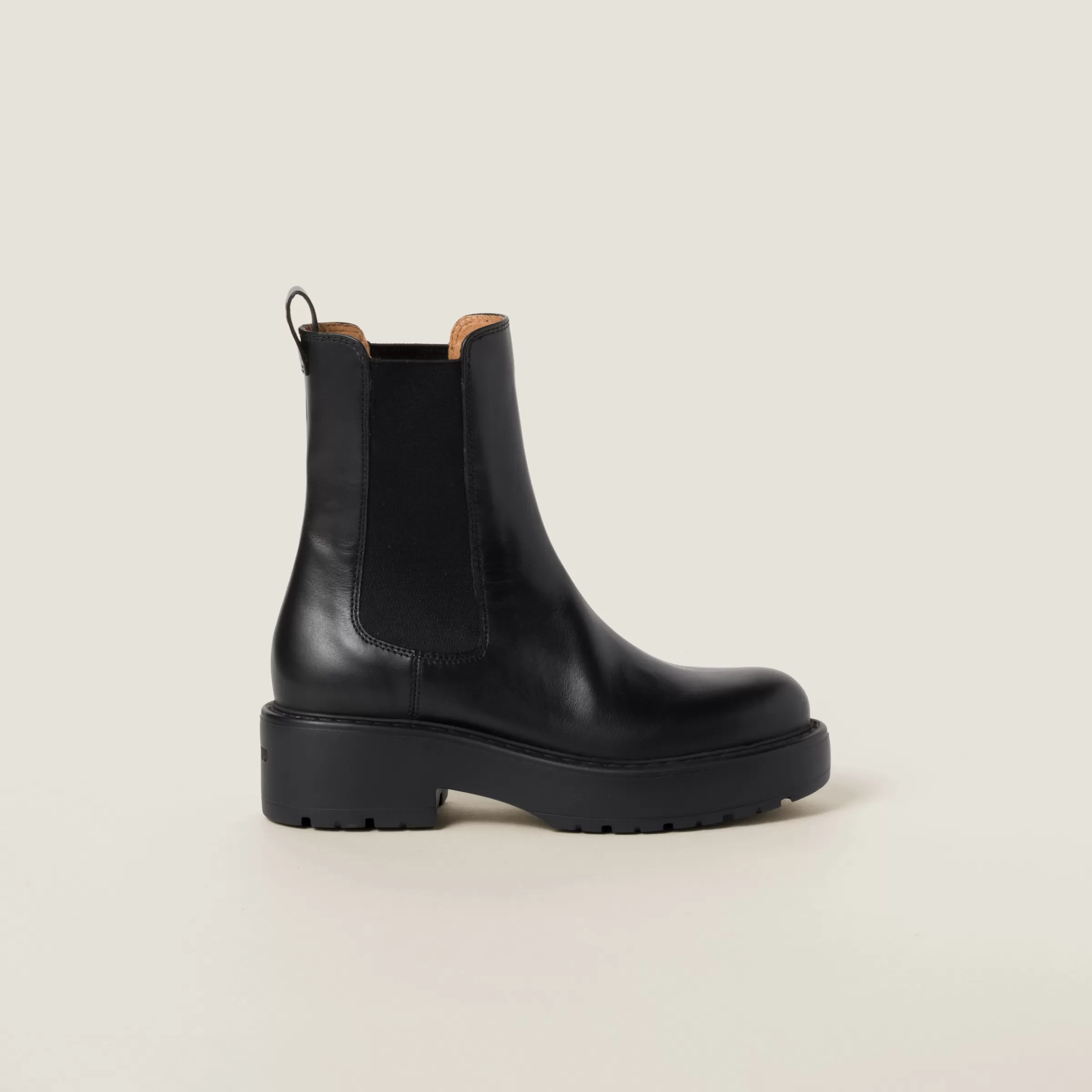 Leather booties>Miu Miu Fashion