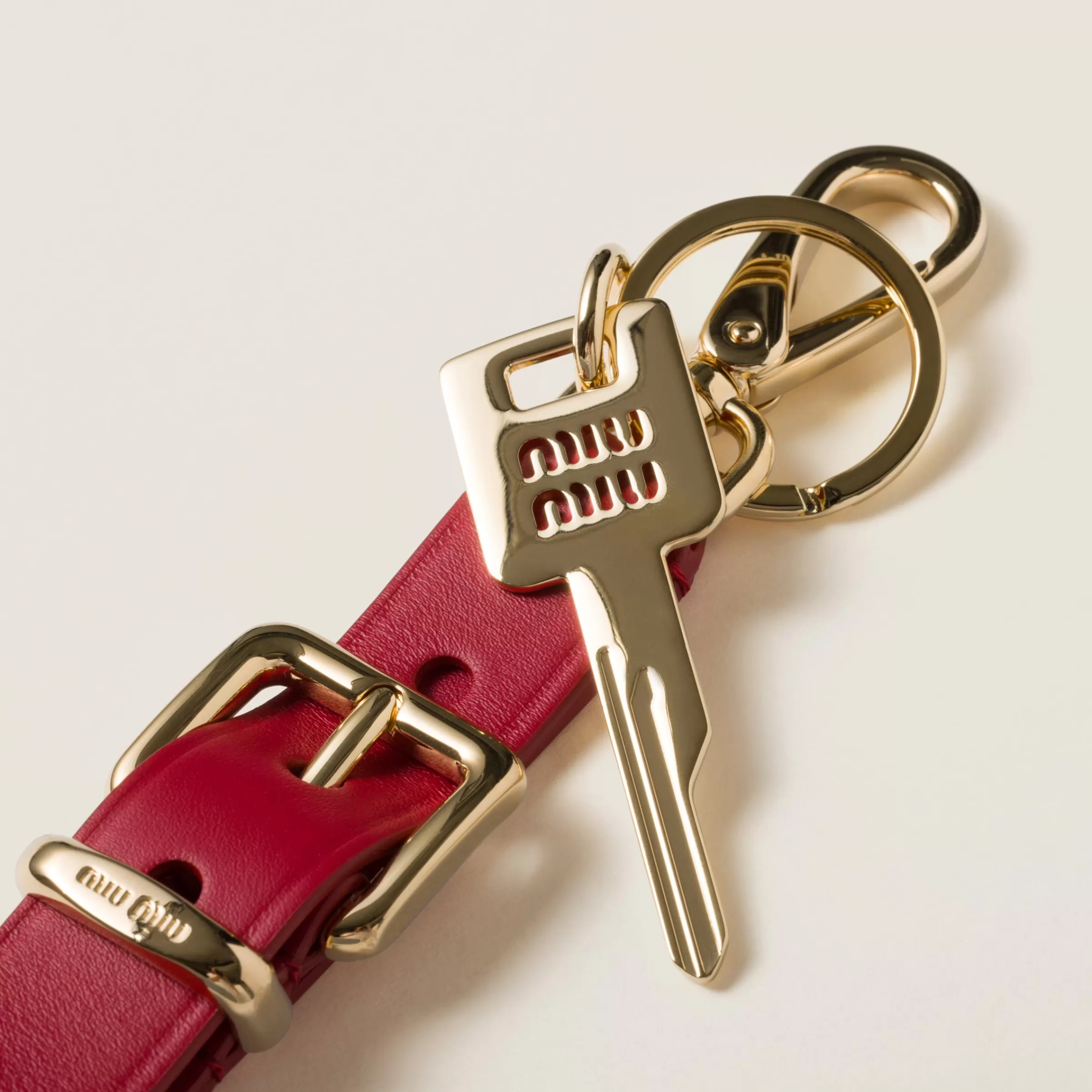 Leather key ring trick>Miu Miu Sale