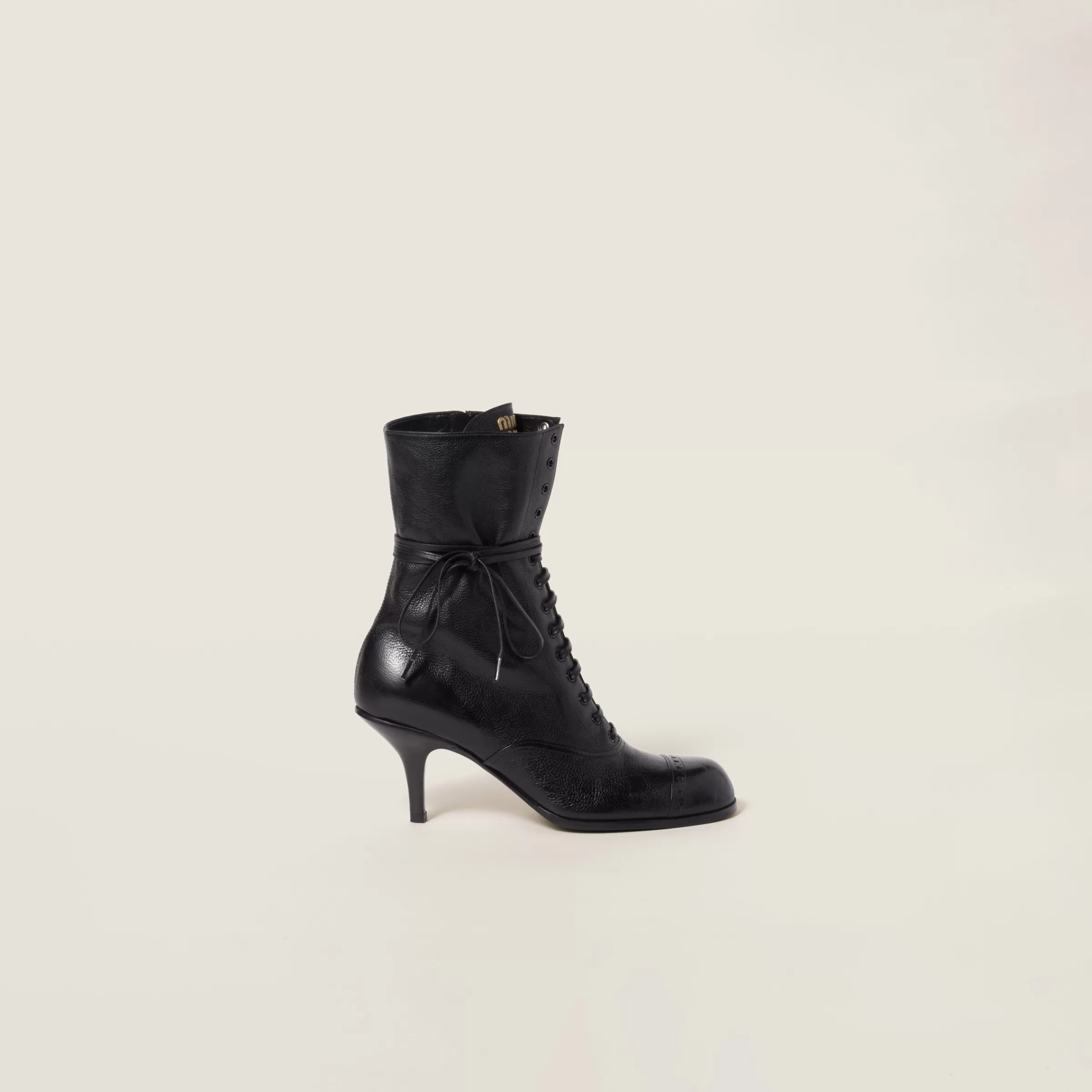 Leather laced booties>Miu Miu Sale