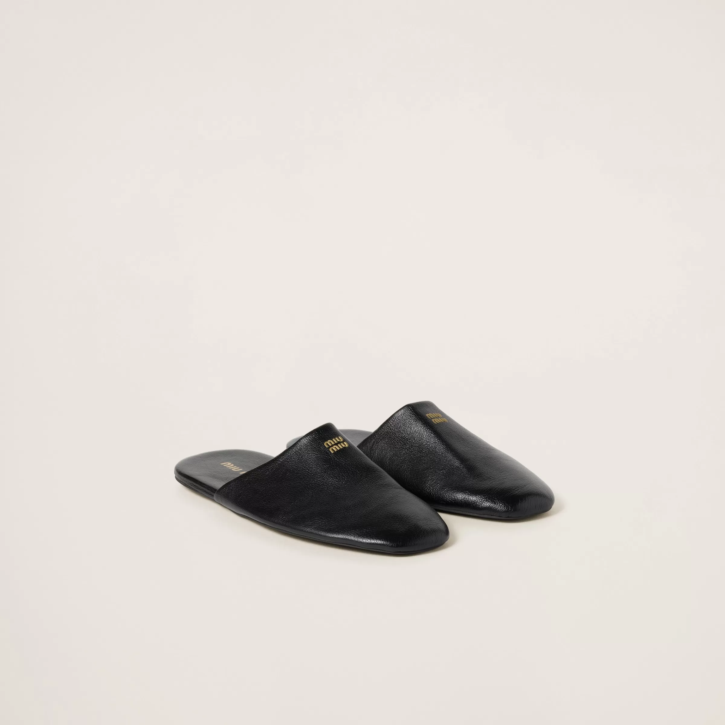 Leather slippers>Miu Miu Shop