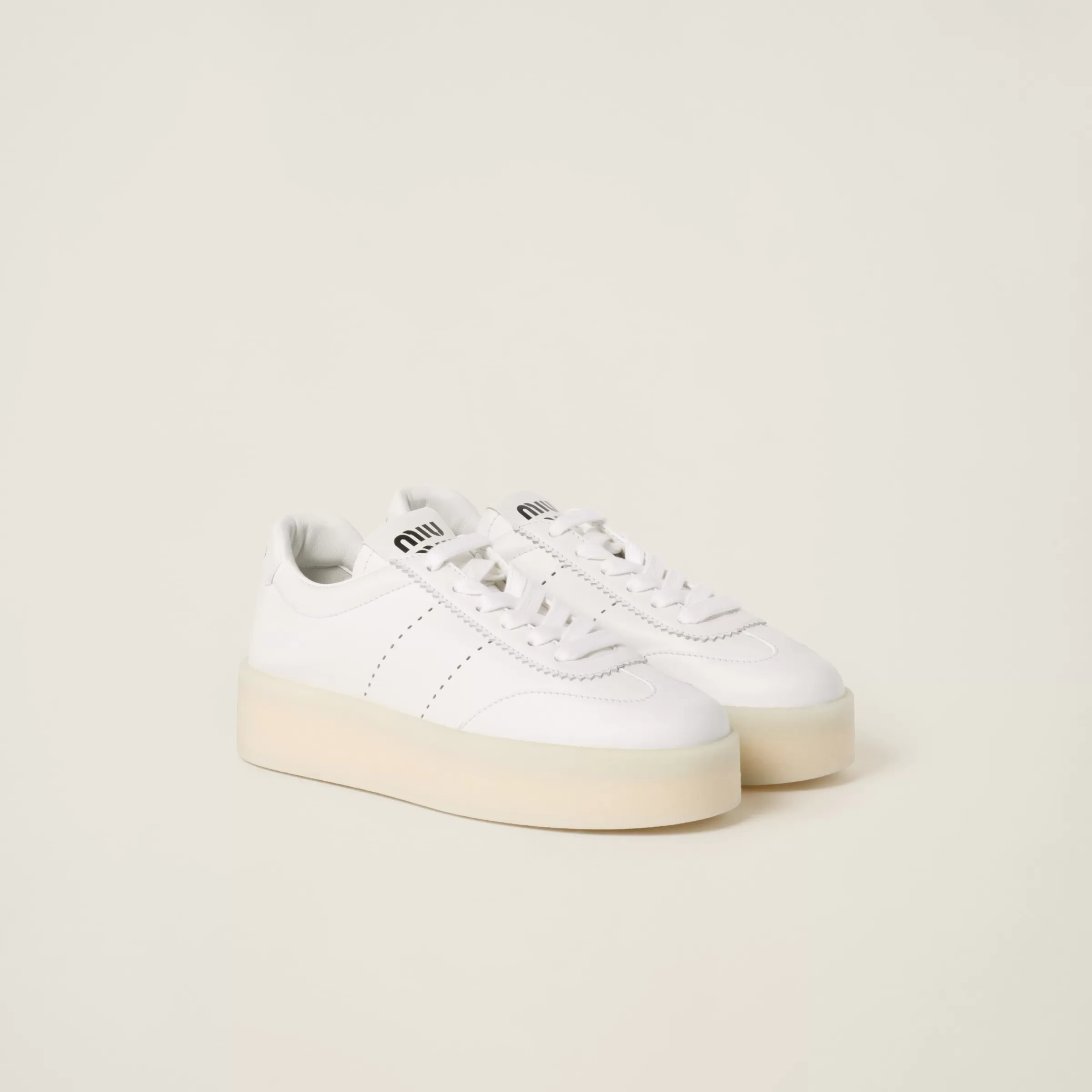 Leather sneakers>Miu Miu Sale