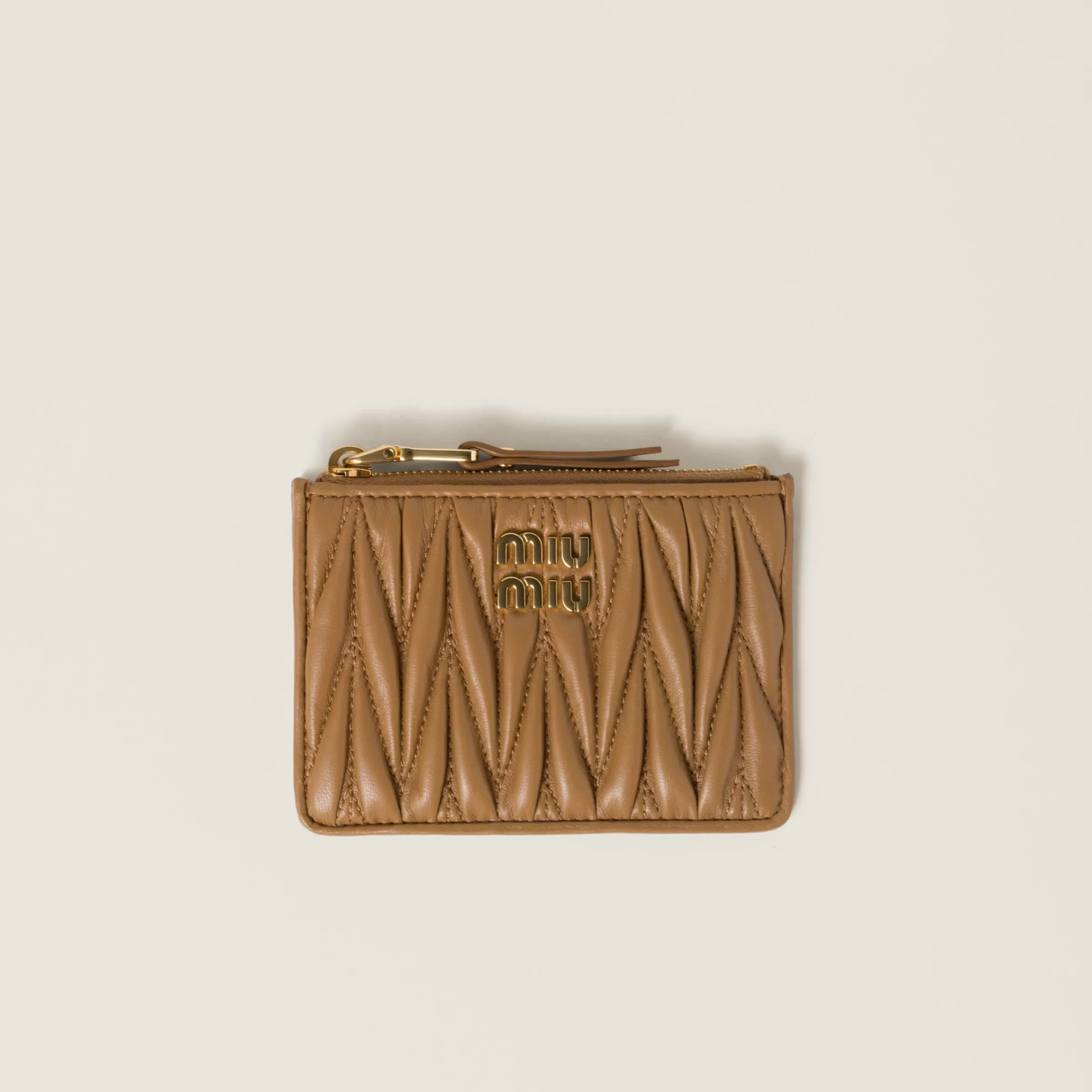 Matelassé nappa leather card holder>Miu Miu Outlet