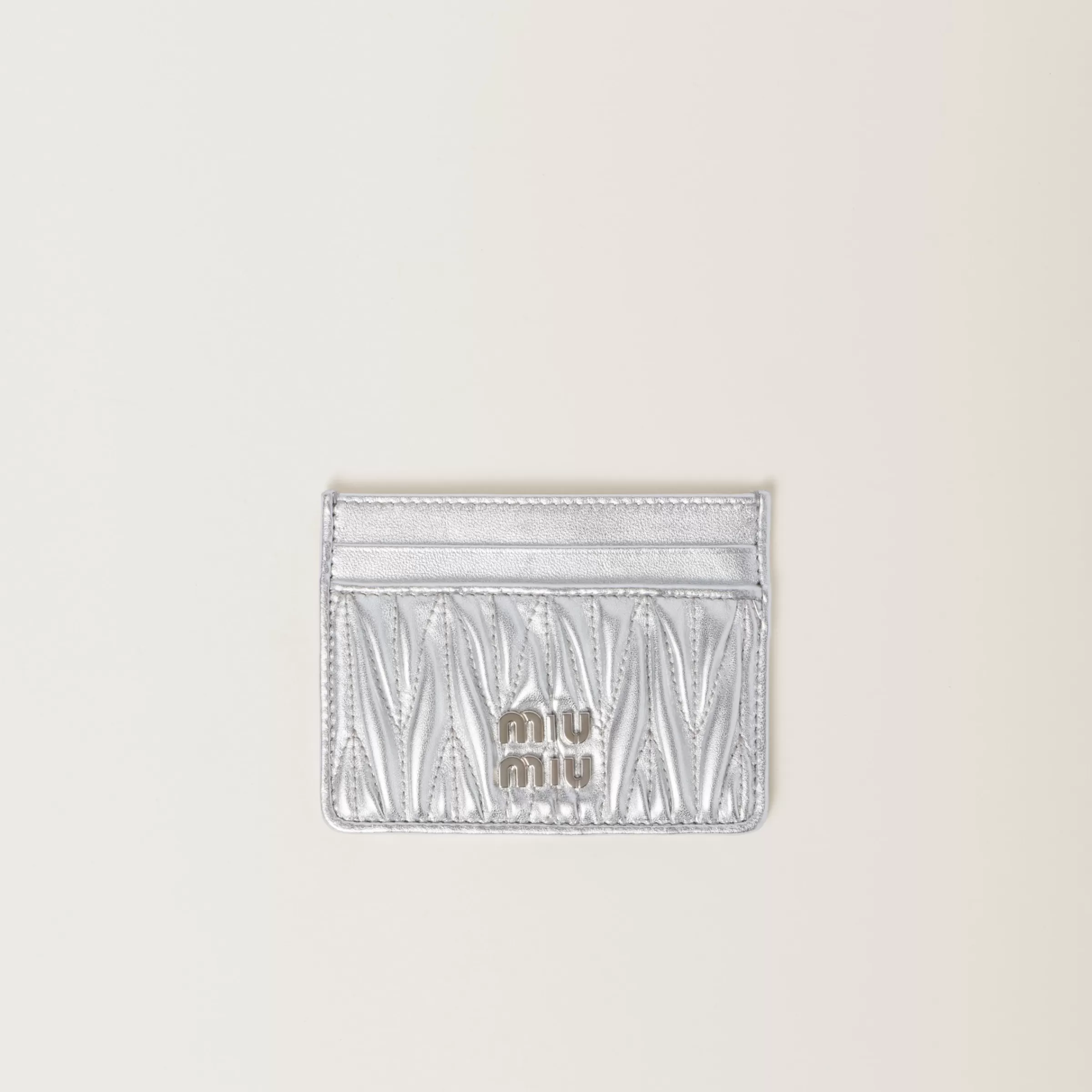 Matelassé nappa leather card holder>Miu Miu Sale